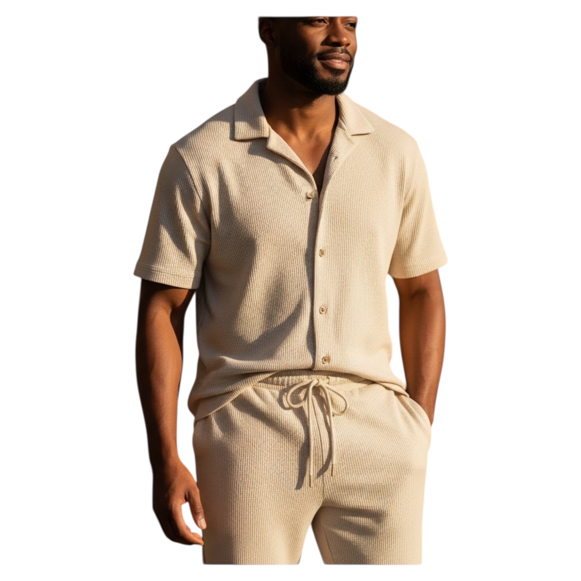 Jupiter Bmy Ltd Unisex Shirt & Jogger Pants Set – Waffle Fabric – Regular Fit – Minimal Style