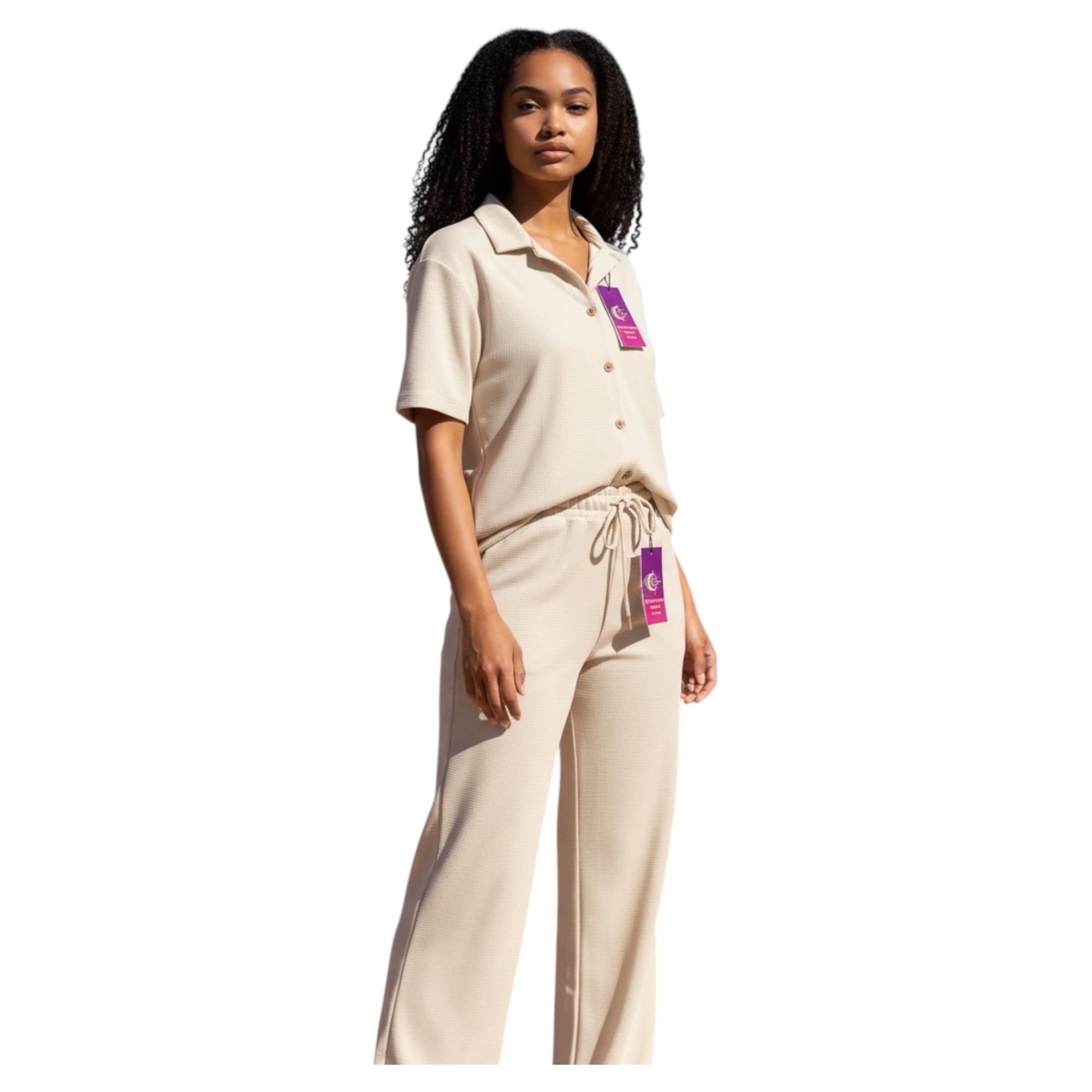 Jupiter Bmy Ltd Unisex Shirt & Jogger Pants Set – Waffle Fabric – Regular Fit – Minimal Style