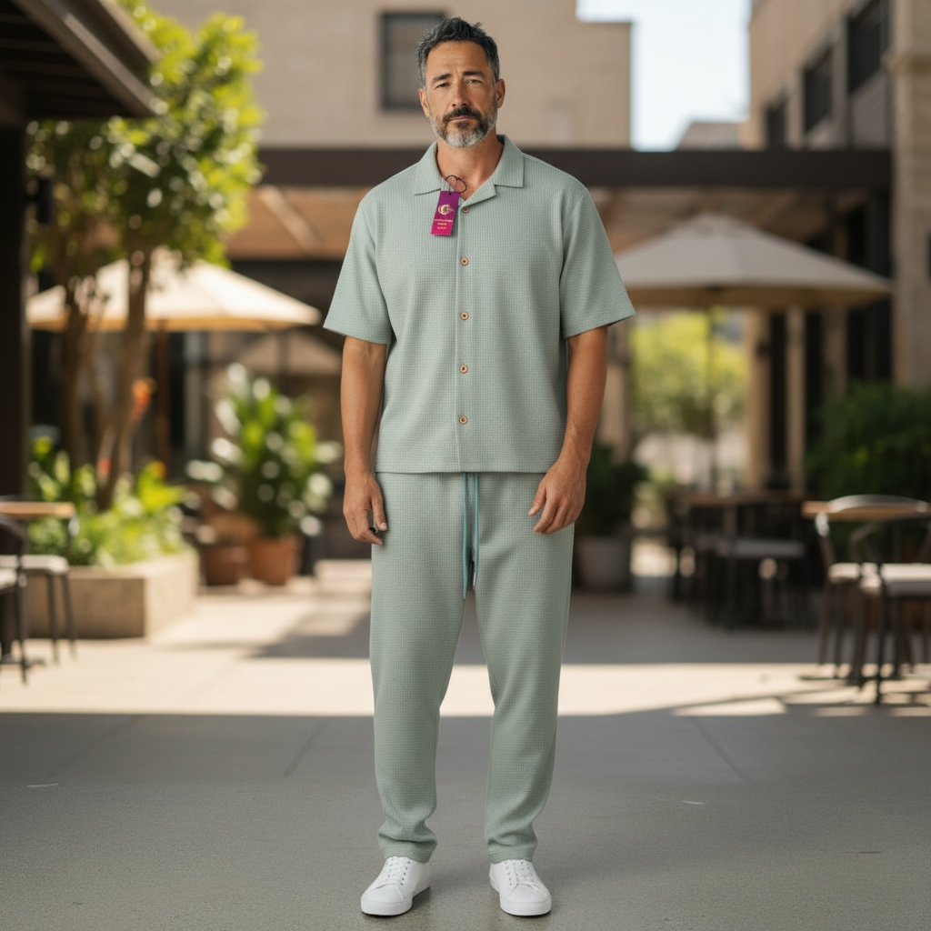 Jupiter Bmy Ltd Unisex Shirt & Jogger Pants Set – Waffle Fabric – Regular Fit – Minimal Style