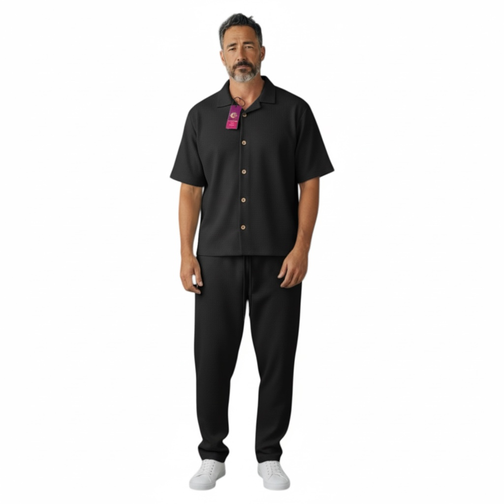 Jupiter Bmy Ltd Unisex Shirt & Jogger Pants Set – Waffle Fabric – Regular Fit – Minimal Style