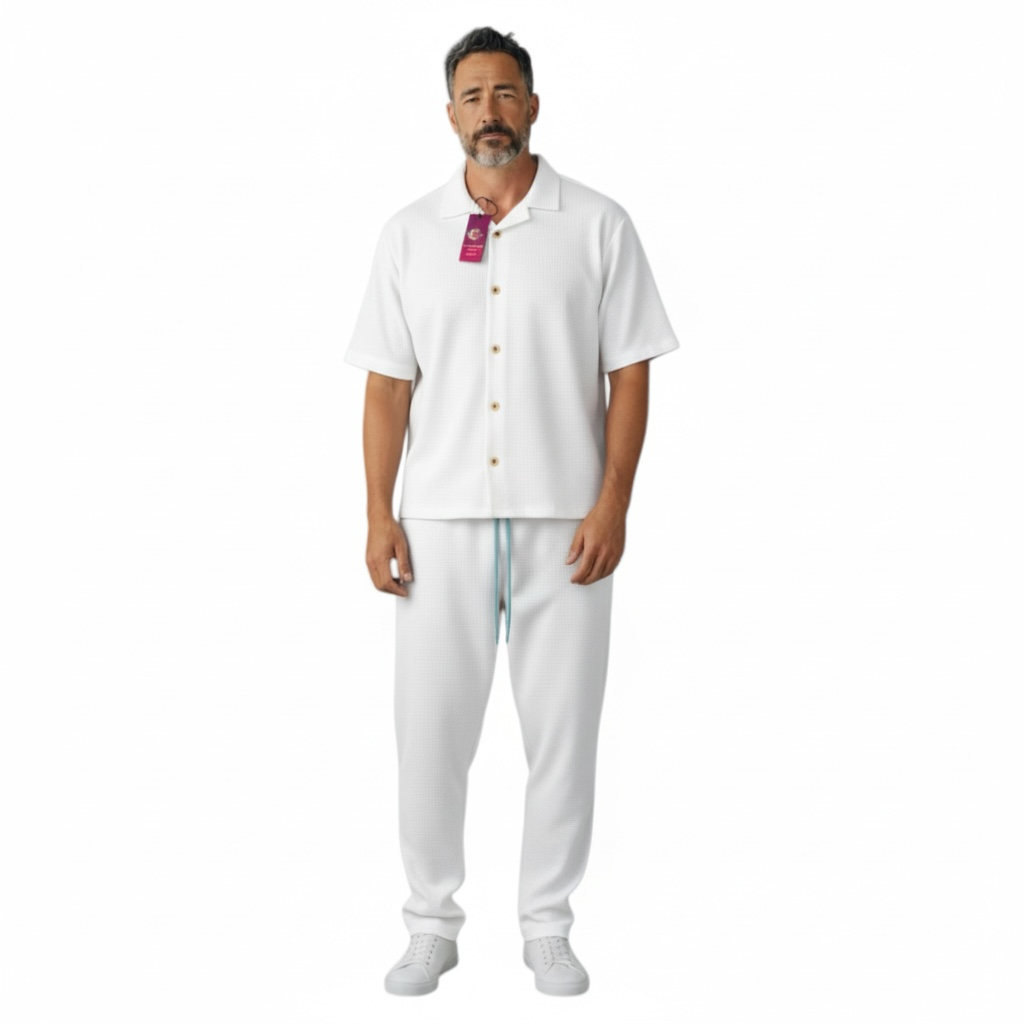 Jupiter Bmy Ltd Unisex Shirt & Jogger Pants Set – Waffle Fabric – Regular Fit – Minimal Style