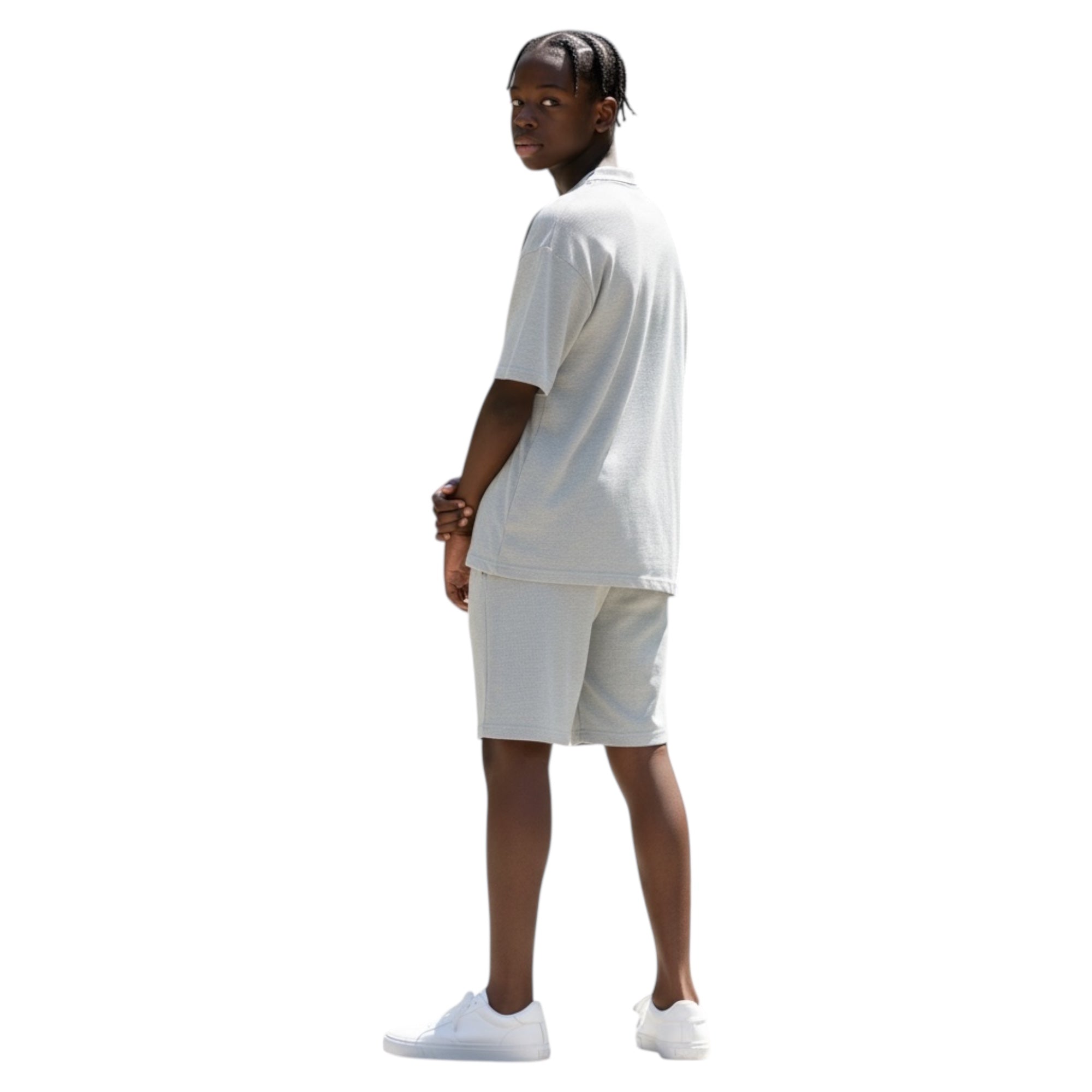 Jupiter Bmy Ltd Unisex V-Neck Polo T-Shirt & Shorts Set – Waffle Cloth – Regular Fit – Fresh Style