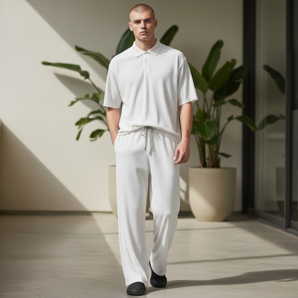 Jupiter Bmy Ltd Unisex V-Neck Polo & Jogger Pants Set – Lined Fabric – Regular Fit – Minimal Style