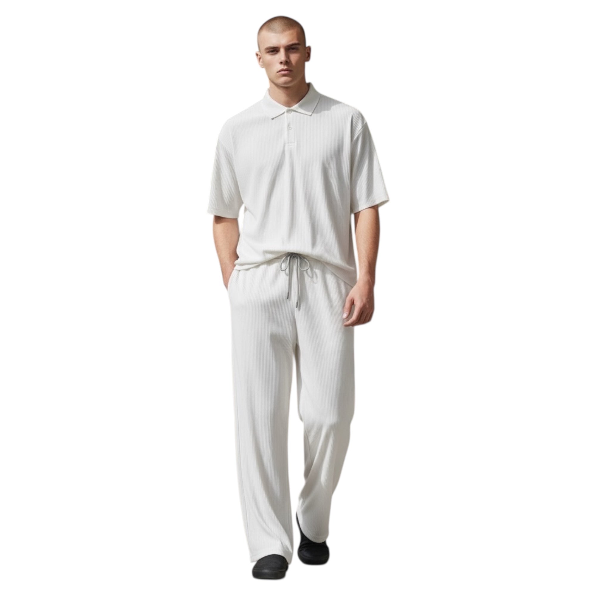Jupiter Bmy Ltd Unisex V-Neck Polo & Jogger Pants Set – Lined Fabric – Regular Fit – Minimal Style