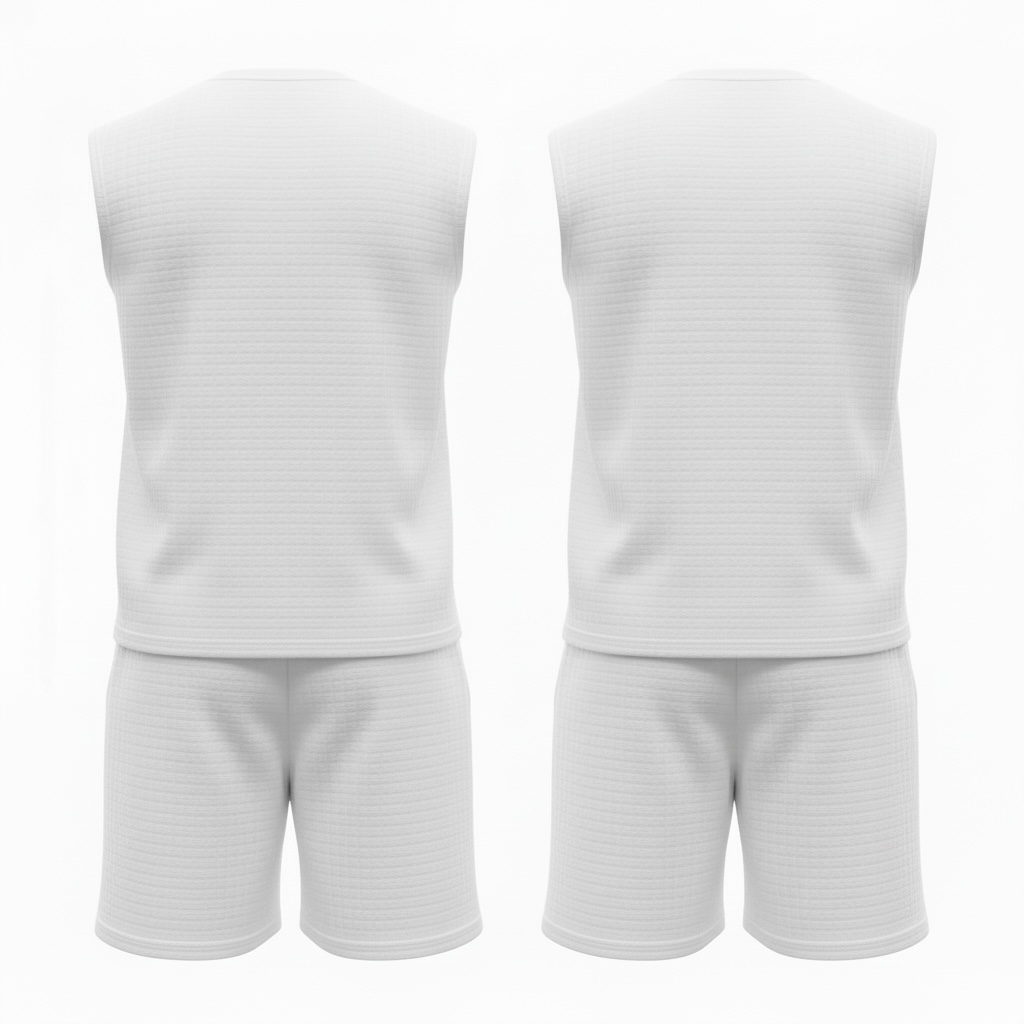 Jupiter Bmy Ltd Unisex Sleeveless Top and Shorts Set – Loose Fit Checked Embroidered Set