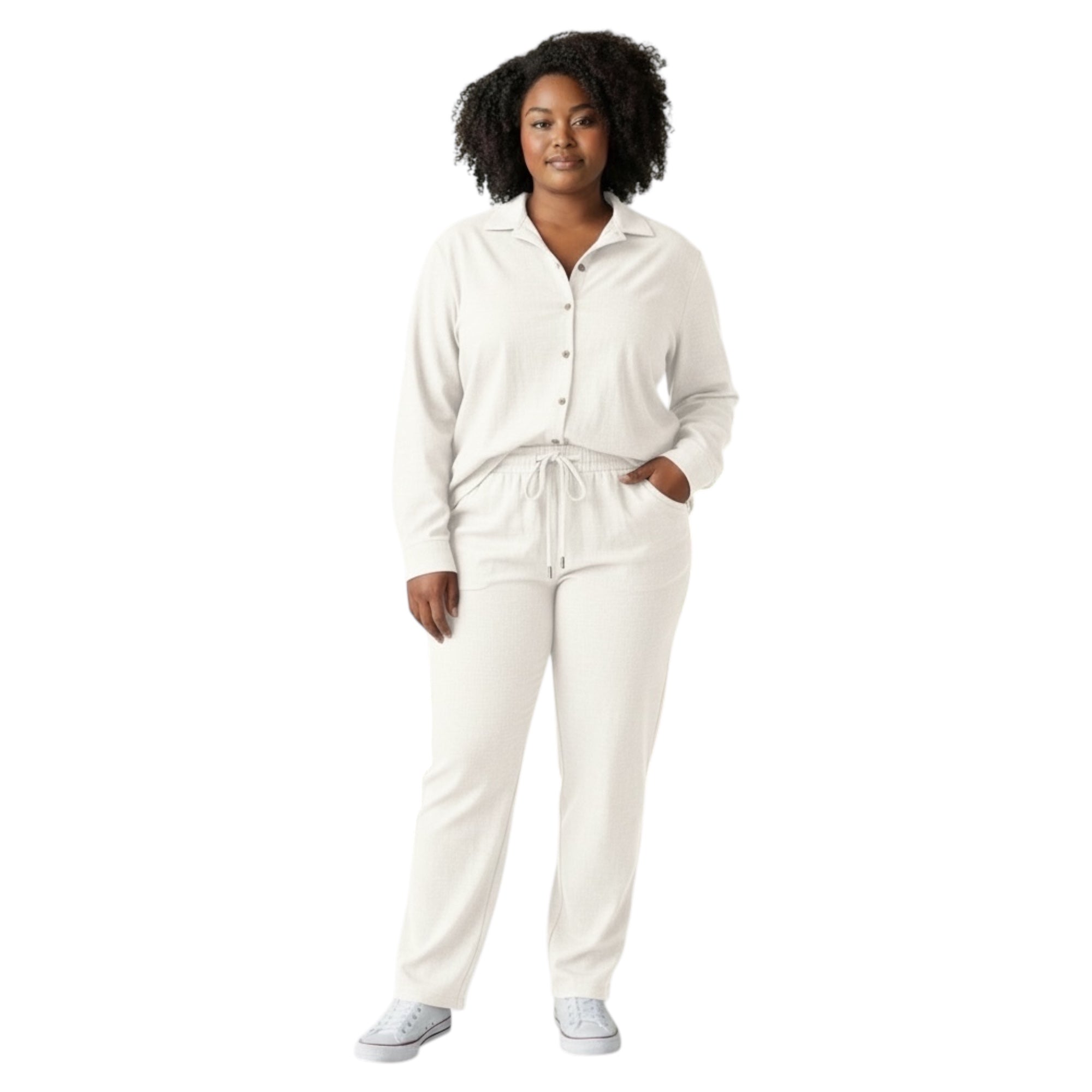 Jupiter Bmy Ltd Unisex Button-Down Top and Pants Set – Soft and lightweight textured, flexible for home and outdoor wear.