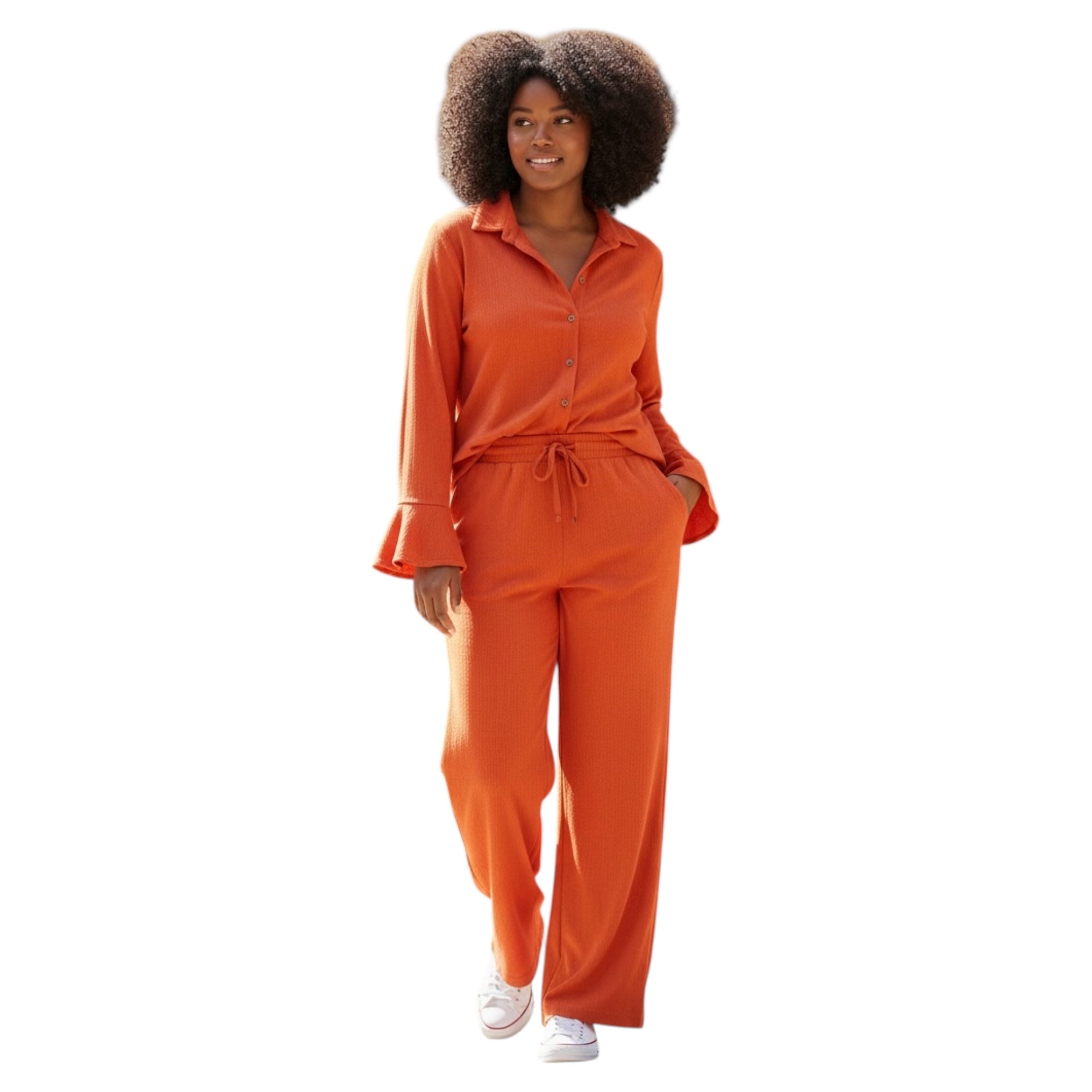 Jupiter Bmy Ltd Unisex Button-Down Top and Pants Set – Soft and lightweight textured, flexible for home and outdoor wear.