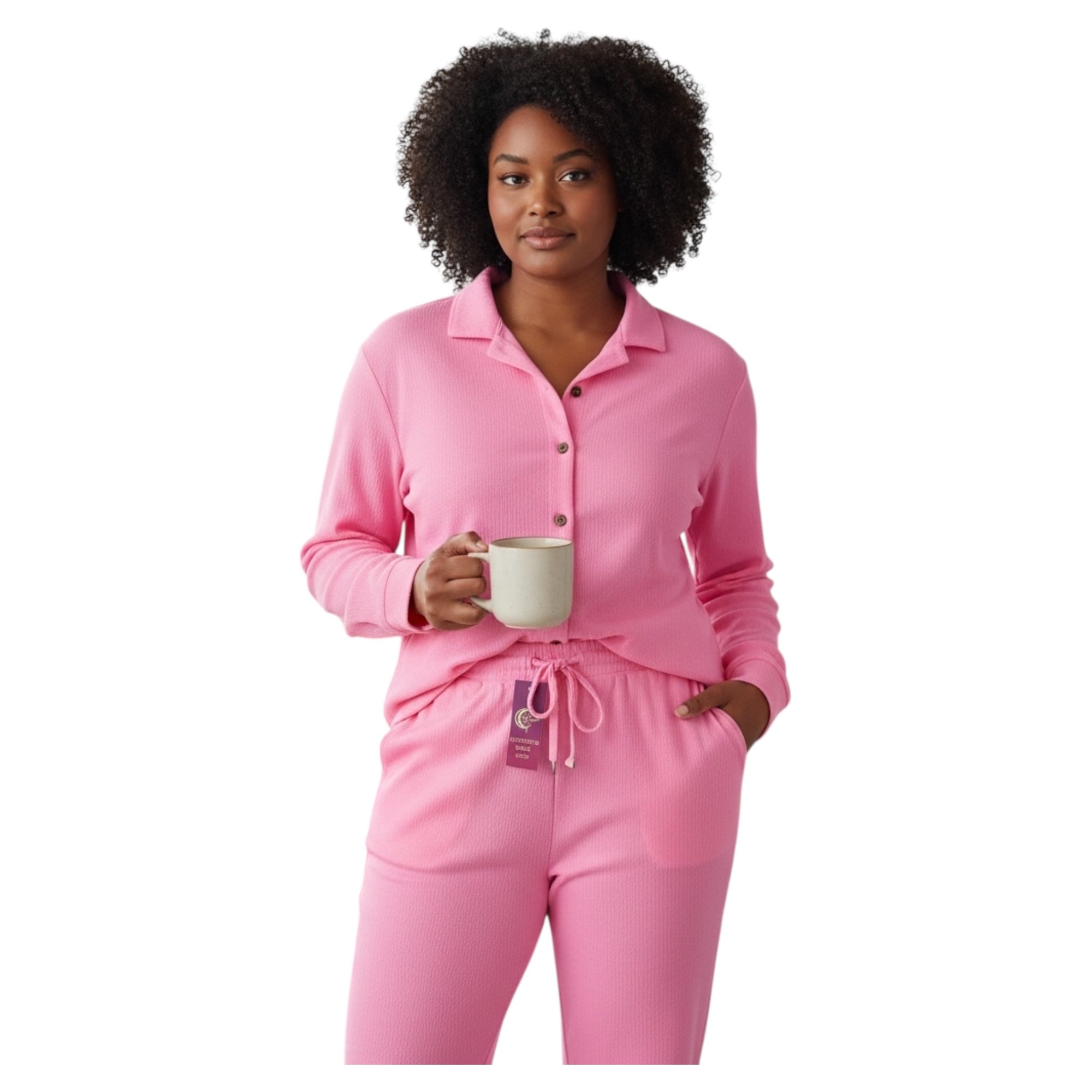 Jupiter Bmy Ltd Unisex Button-Down Top and Pants Set – Soft and lightweight textured, flexible for home and outdoor wear.