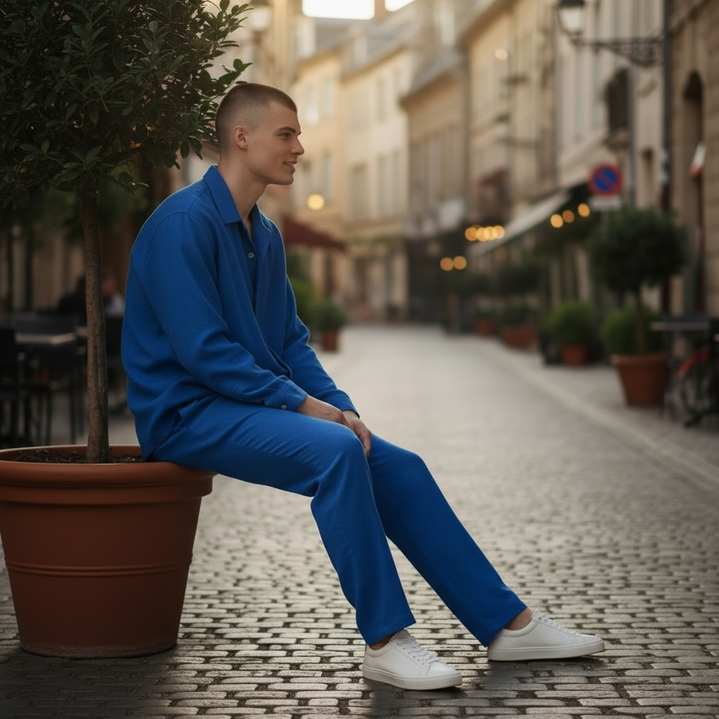 Jupiter Bmy Ltd Unisex Button-Down Top and Pants Set – Soft and lightweight textured, flexible for home and outdoor wear.