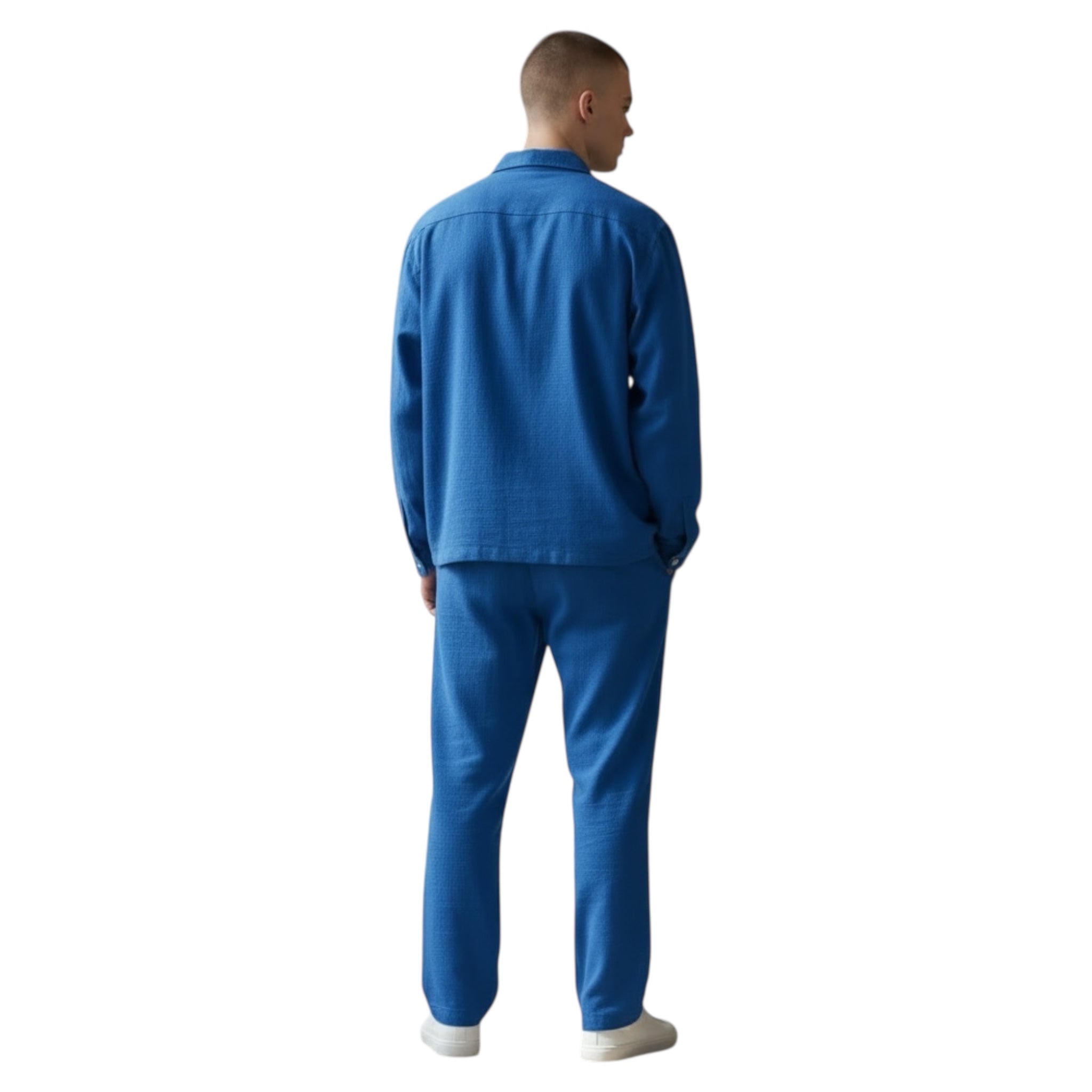 Jupiter Bmy Ltd Unisex Button-Down Top and Pants Set – Soft and lightweight textured, flexible for home and outdoor wear.