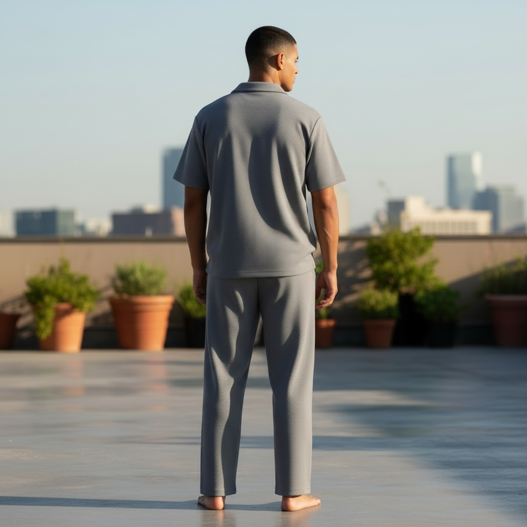 Jupiter Bmy Ltd Unisex Shirt & Jogger Pants Set – Waffle Fabric – Regular Fit – Minimal Style