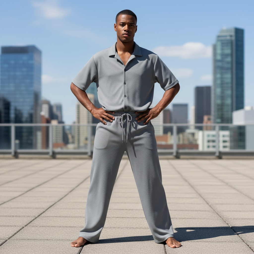 Jupiter Bmy Ltd Unisex Shirt & Jogger Pants Set – Waffle Fabric – Regular Fit – Minimal Style