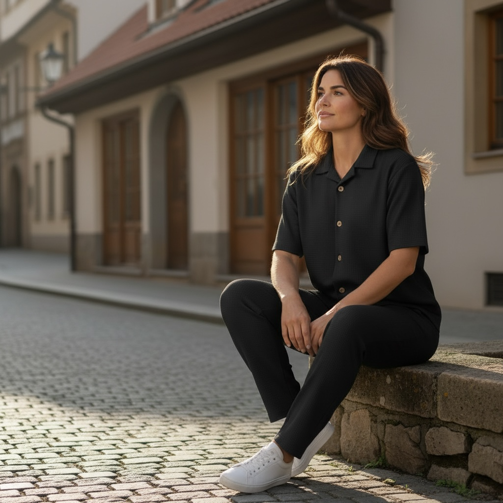 Jupiter Bmy Ltd Unisex Shirt & Jogger Pants Set – Waffle Fabric – Regular Fit – Minimal Style