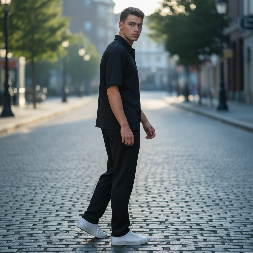 Jupiter Bmy Ltd Unisex Shirt & Jogger Pants Set – Waffle Fabric – Regular Fit – Minimal Style