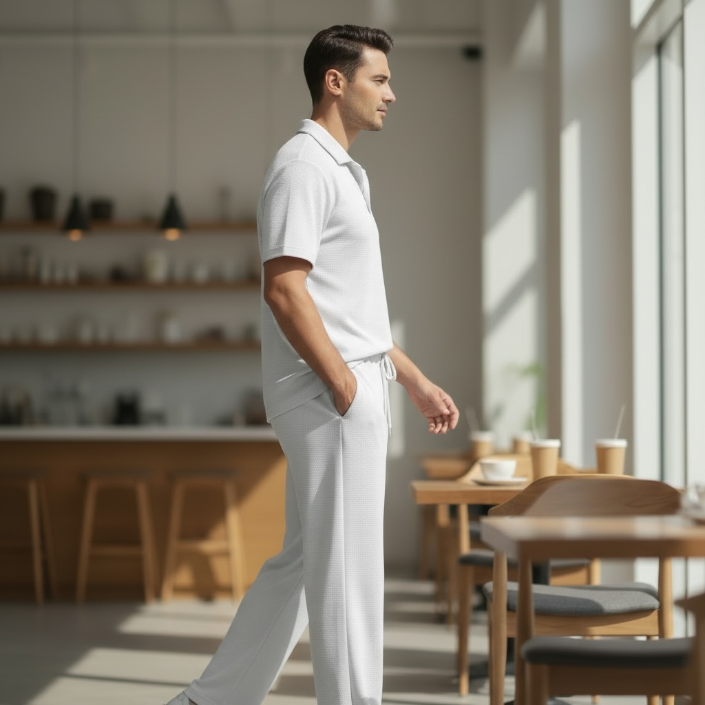 Jupiter Bmy Ltd Unisex Shirt & Jogger Pants Set – Waffle Fabric – Regular Fit – Minimal Style