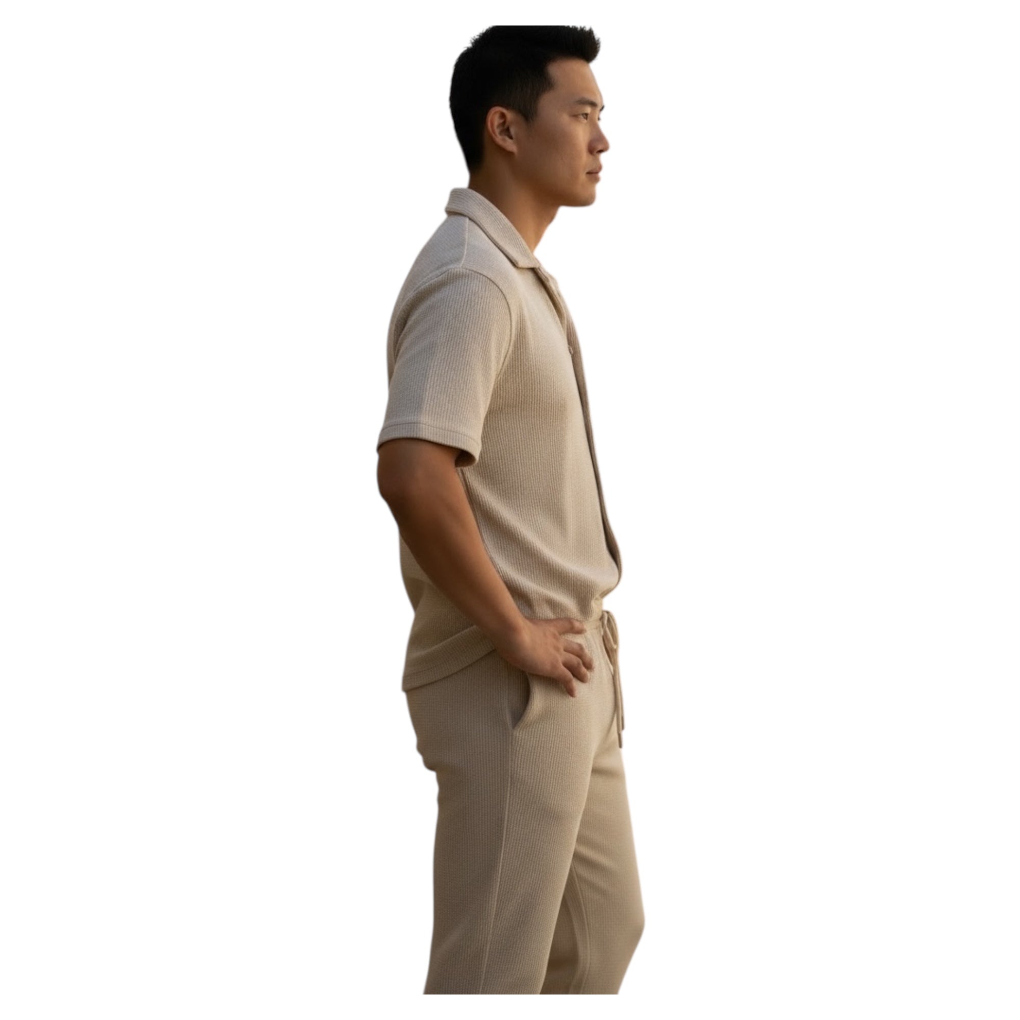 Jupiter Bmy Ltd Unisex Shirt & Jogger Pants Set – Waffle Fabric – Regular Fit – Minimal Style