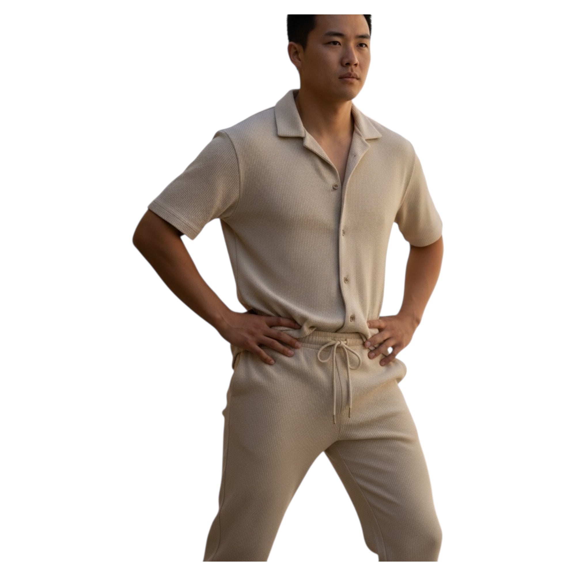 Jupiter Bmy Ltd Unisex Shirt & Jogger Pants Set – Waffle Fabric – Regular Fit – Minimal Style