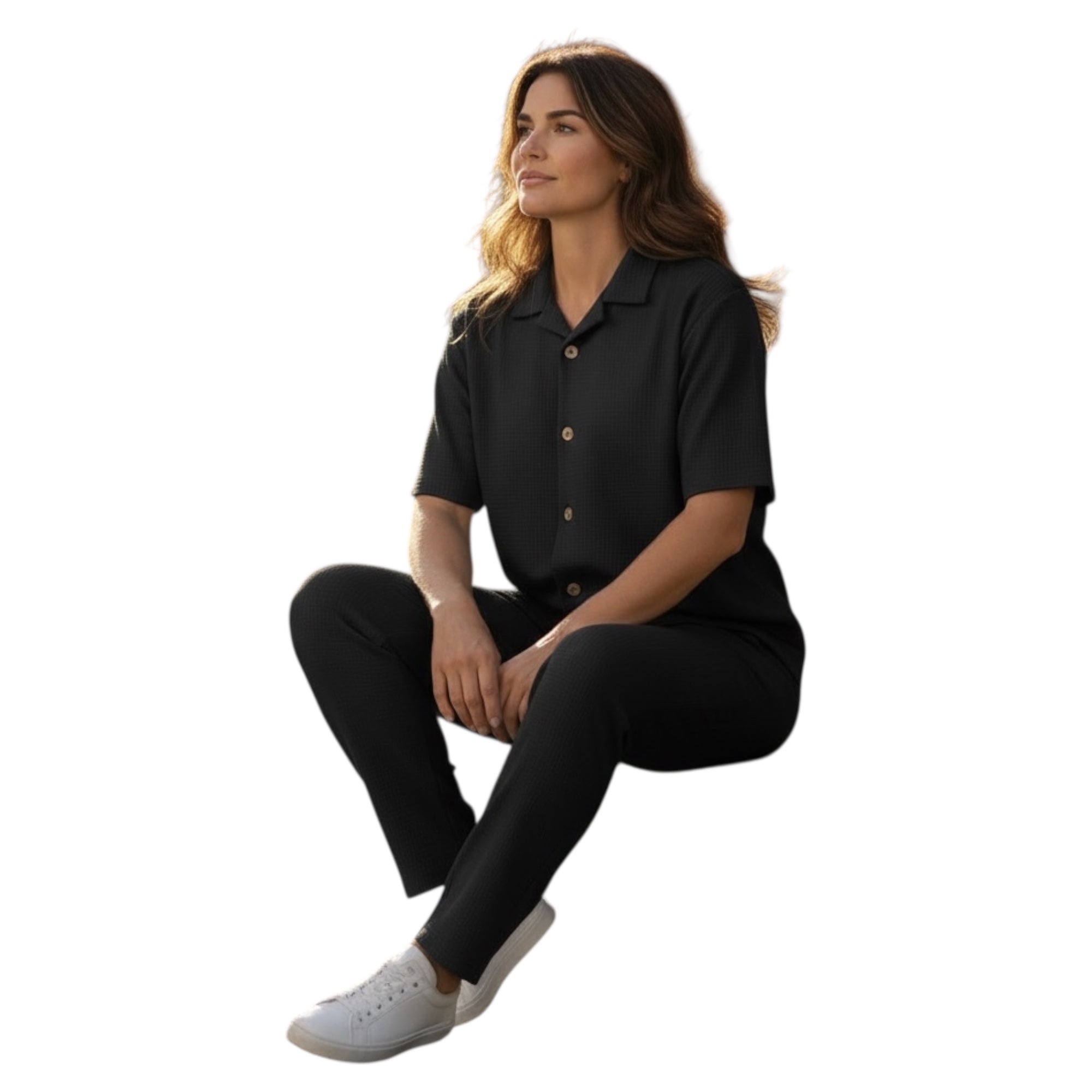 Jupiter Bmy Ltd Unisex Shirt & Jogger Pants Set – Waffle Fabric – Regular Fit – Minimal Style