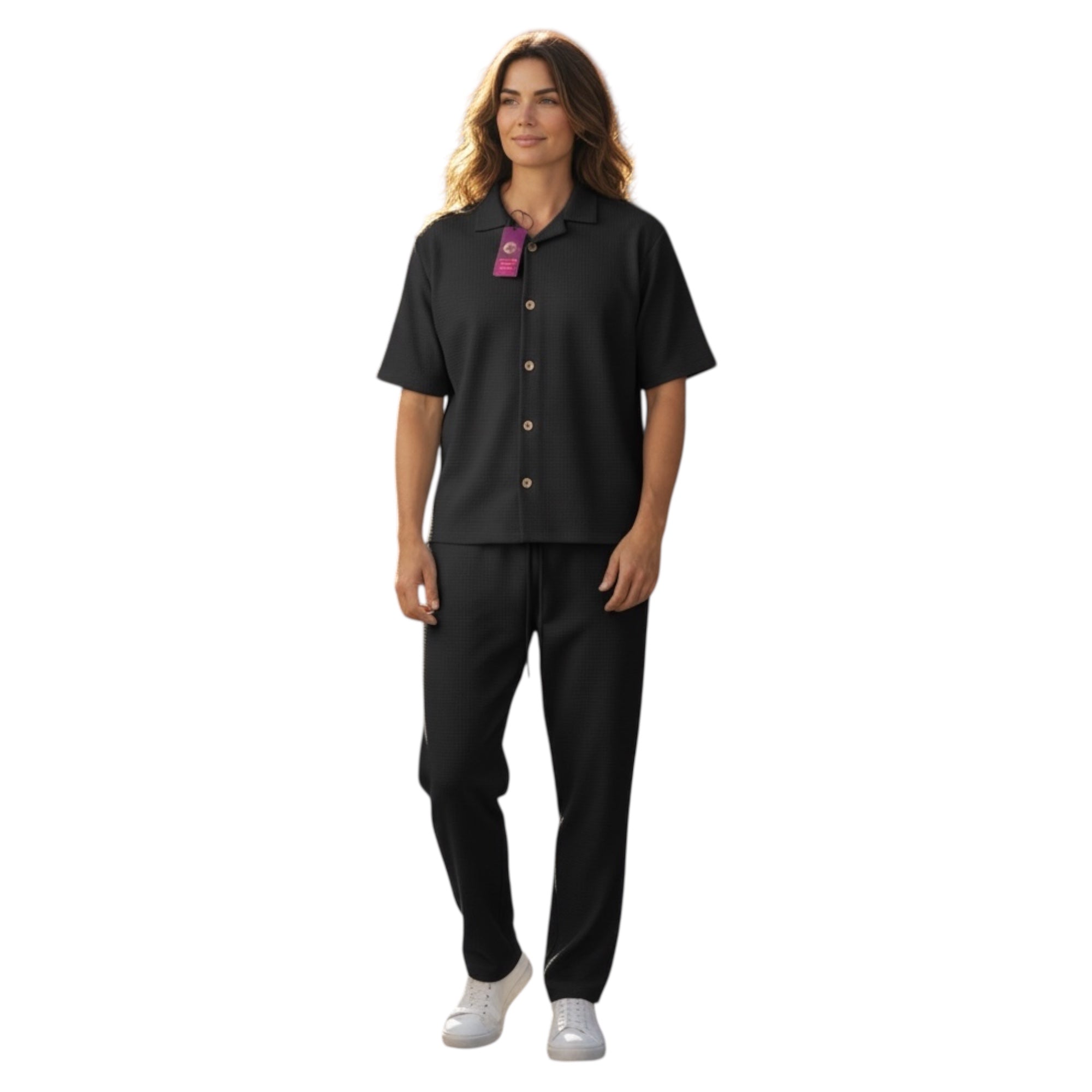 Jupiter Bmy Ltd Unisex Shirt & Jogger Pants Set – Waffle Fabric – Regular Fit – Minimal Style