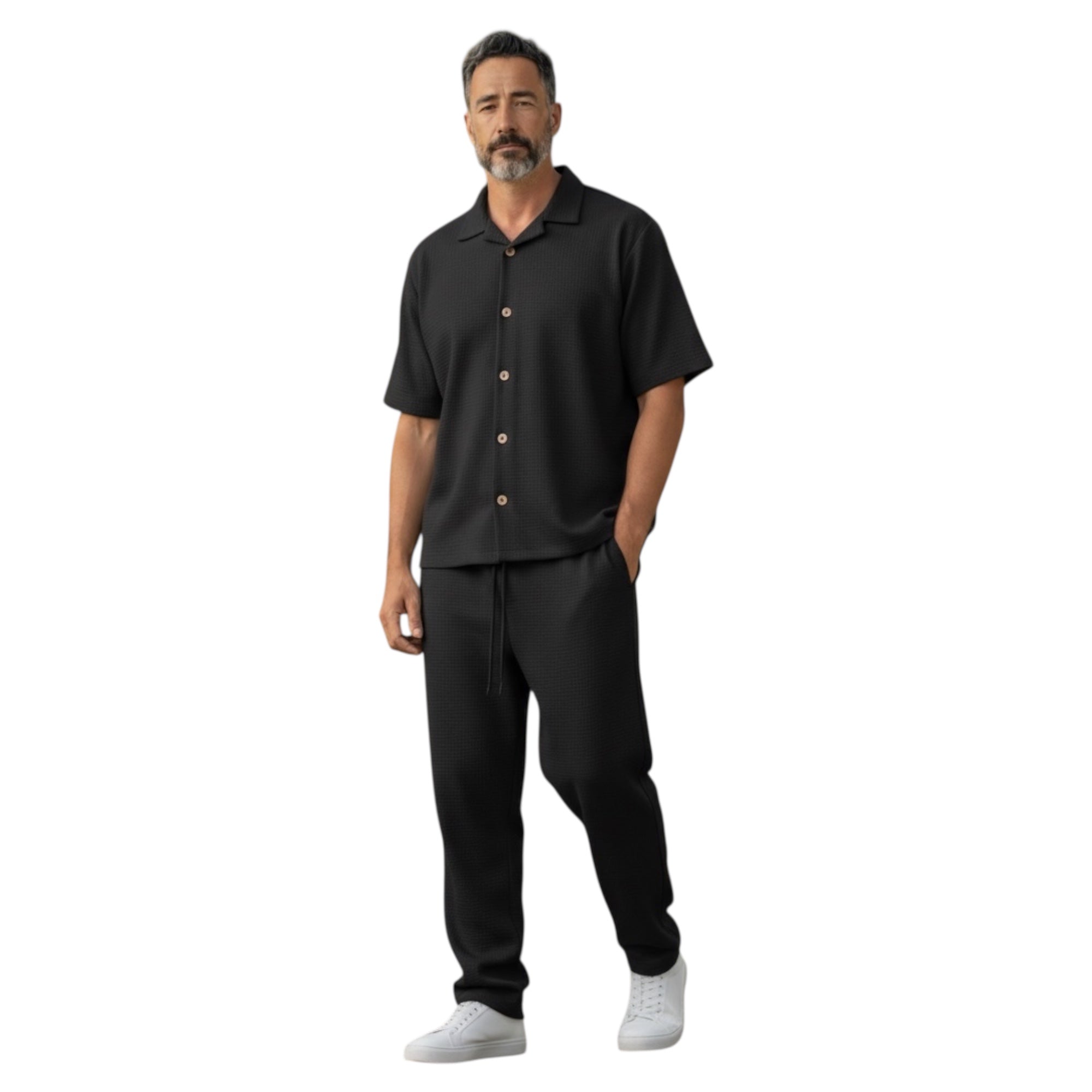 Jupiter Bmy Ltd Unisex Shirt & Jogger Pants Set – Waffle Fabric – Regular Fit – Minimal Style