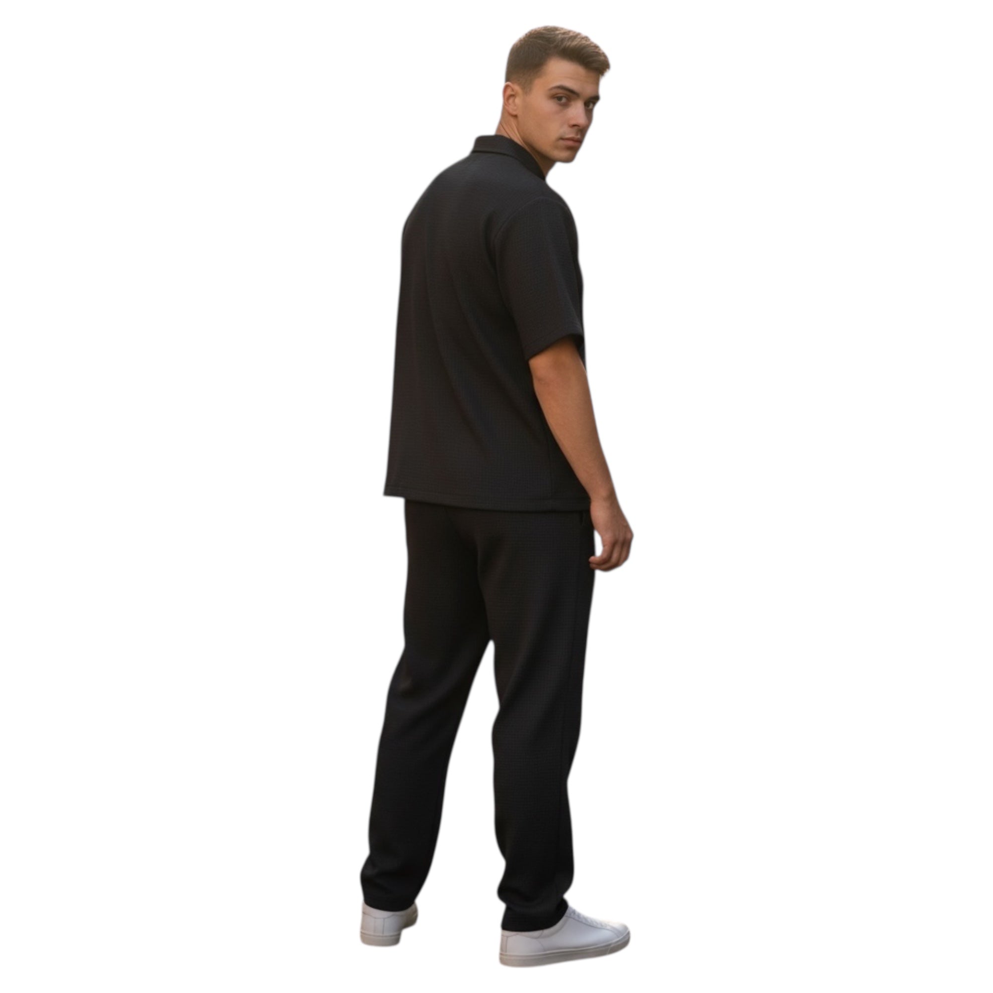 Jupiter Bmy Ltd Unisex Shirt & Jogger Pants Set – Waffle Fabric – Regular Fit – Minimal Style