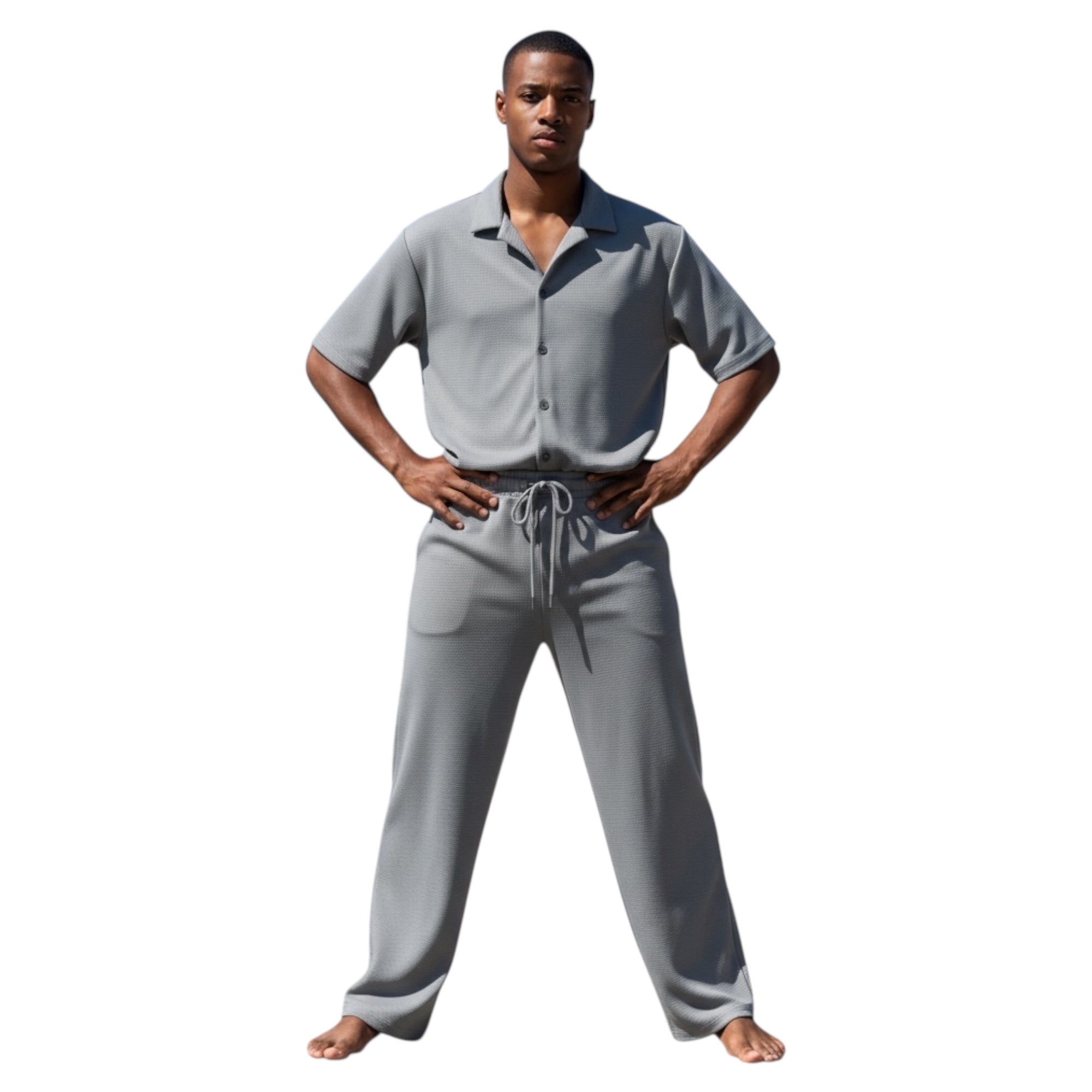 Jupiter Bmy Ltd Unisex Shirt & Jogger Pants Set – Waffle Fabric – Regular Fit – Minimal Style