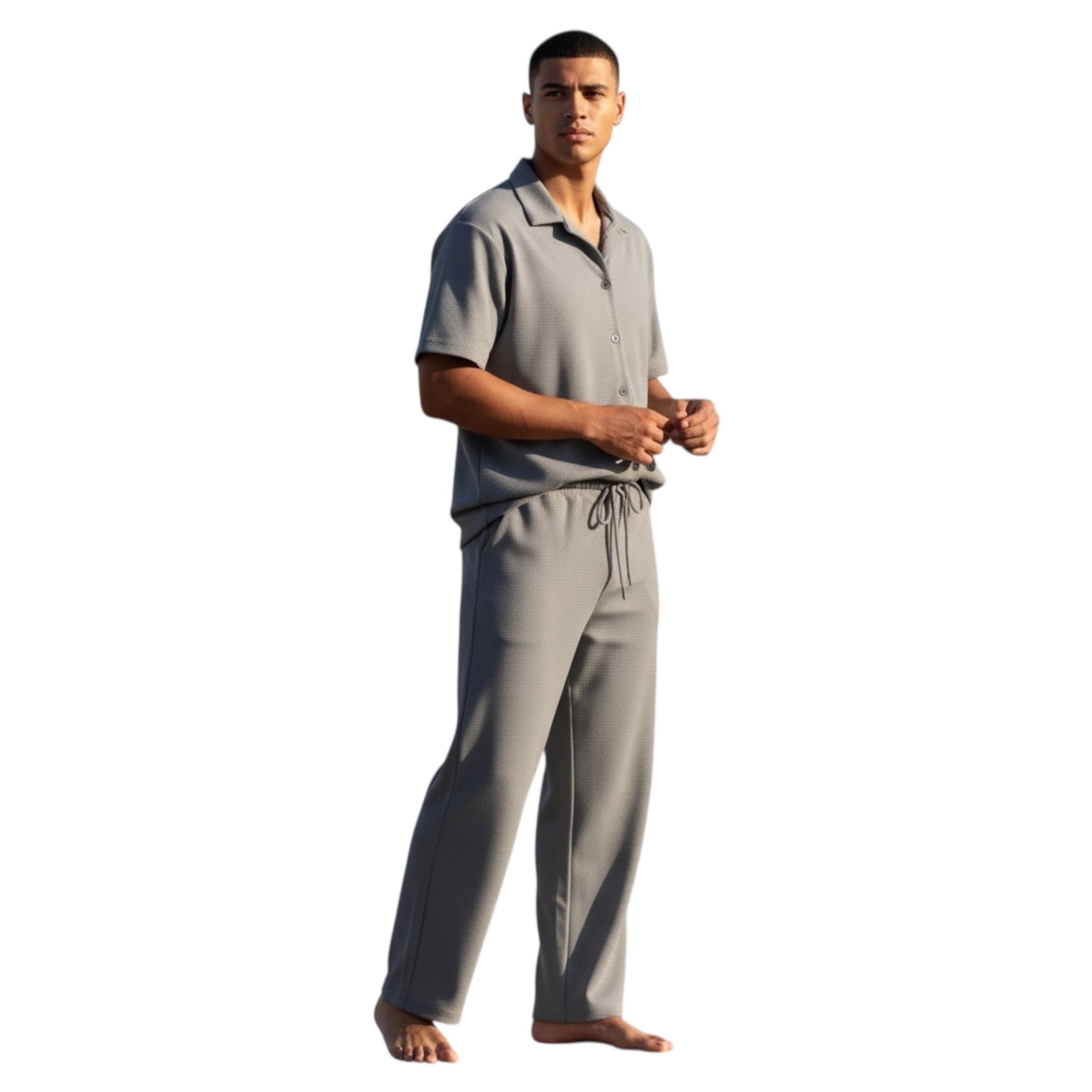 Jupiter Bmy Ltd Unisex Shirt & Jogger Pants Set – Waffle Fabric – Regular Fit – Minimal Style