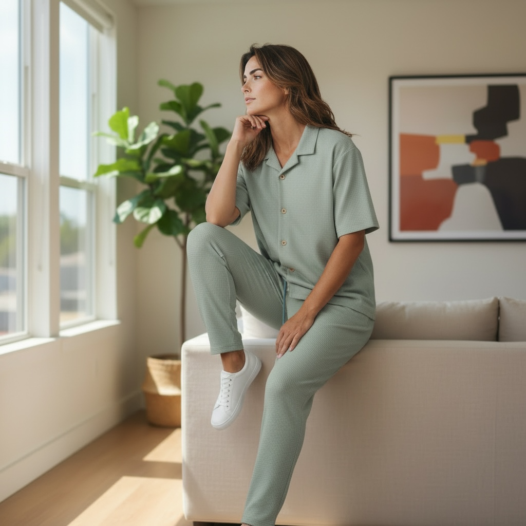 Jupiter Bmy Ltd Unisex Shirt & Jogger Pants Set – Waffle Fabric – Regular Fit – Minimal Style