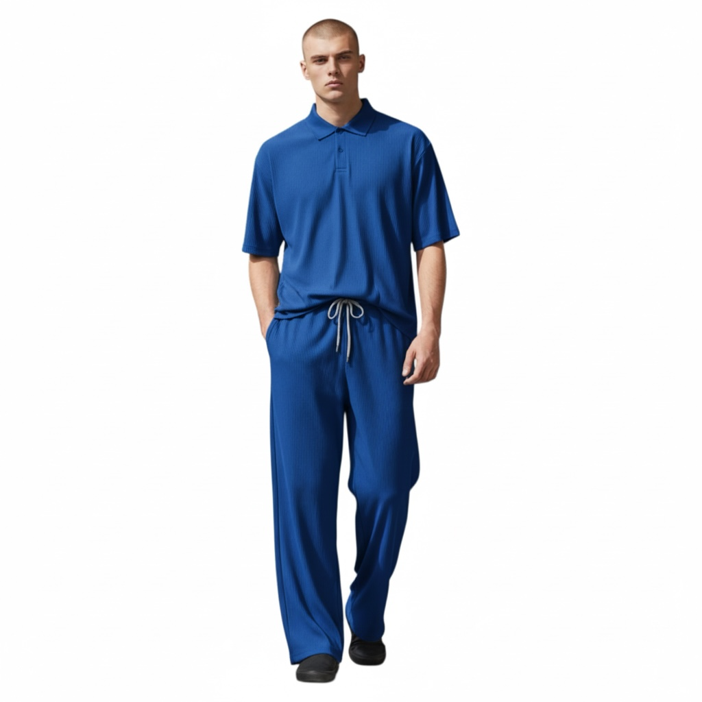 Jupiter Bmy Ltd Unisex V-Neck Polo & Jogger Pants Set – Lined Fabric – Regular Fit – Minimal Style