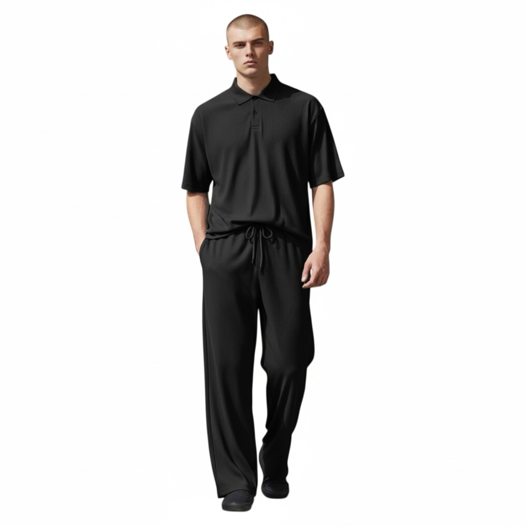 Jupiter Bmy Ltd Unisex V-Neck Polo & Jogger Pants Set – Lined Fabric – Regular Fit – Minimal Style