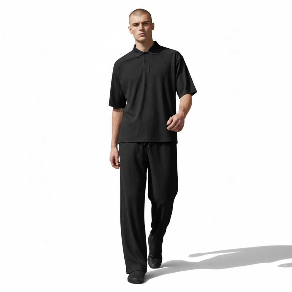 Jupiter Bmy Ltd Unisex V-Neck Polo & Jogger Pants Set – Lined Fabric – Regular Fit – Minimal Style