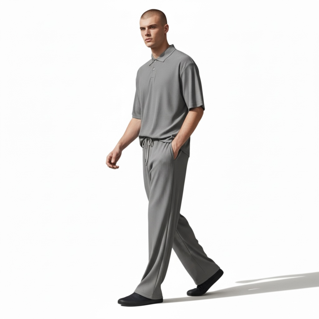 Jupiter Bmy Ltd Unisex V-Neck Polo & Jogger Pants Set – Lined Fabric – Regular Fit – Minimal Style