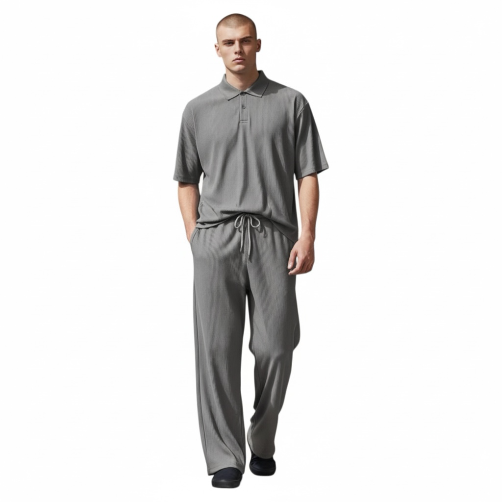 Jupiter Bmy Ltd Unisex V-Neck Polo & Jogger Pants Set – Lined Fabric – Regular Fit – Minimal Style