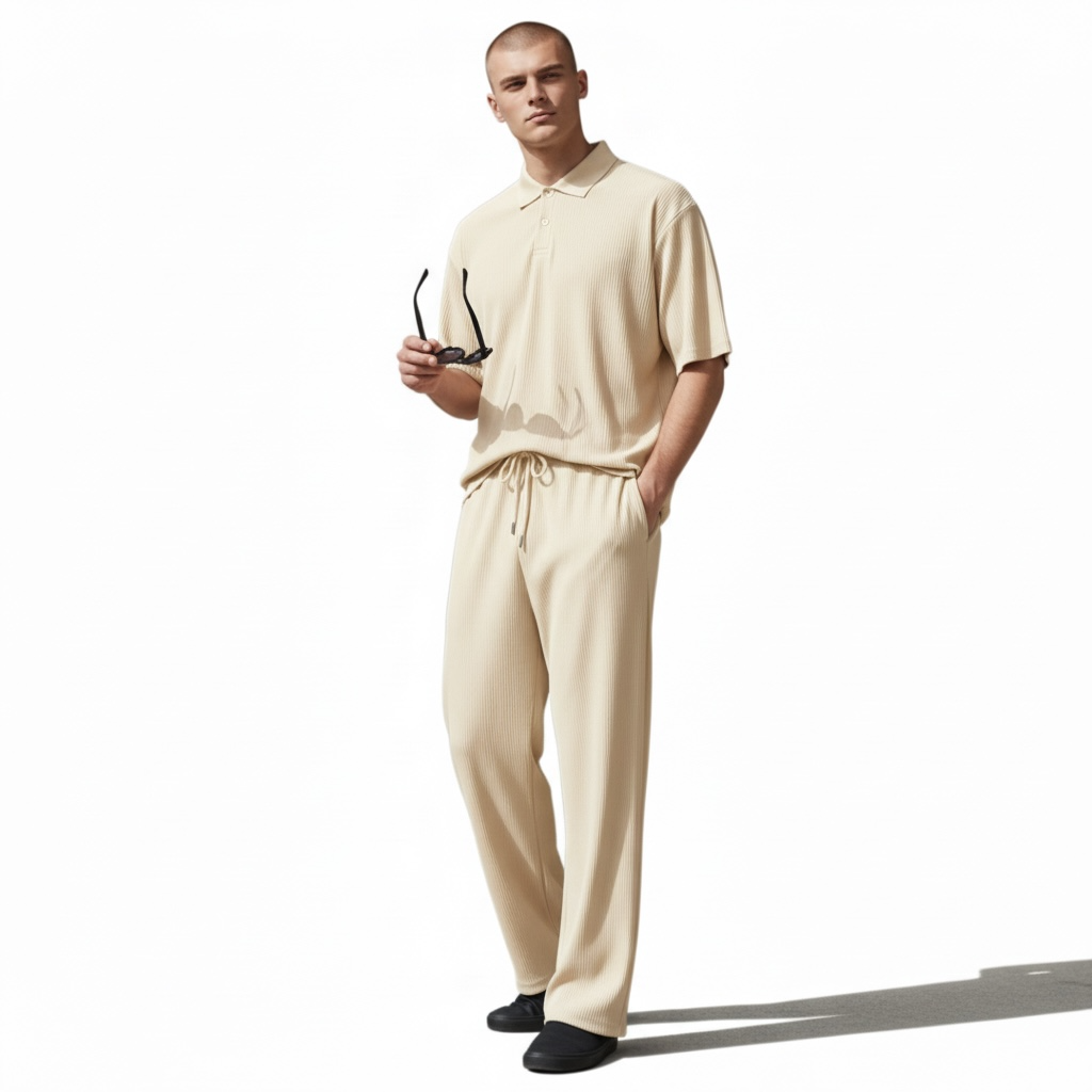 Jupiter Bmy Ltd Unisex V-Neck Polo & Jogger Pants Set – Lined Fabric – Regular Fit – Minimal Style