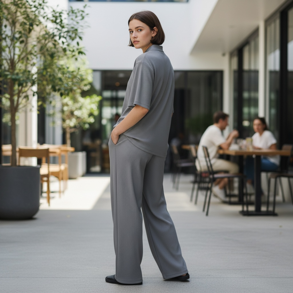 Jupiter Bmy Ltd Unisex V-Neck Polo & Jogger Pants Set – Lined Fabric – Regular Fit – Minimal Style