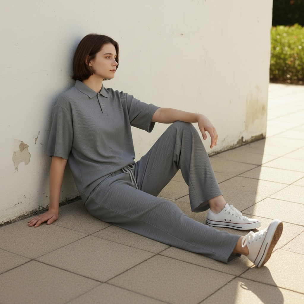 Jupiter Bmy Ltd Unisex V-Neck Polo & Jogger Pants Set – Lined Fabric – Regular Fit – Minimal Style