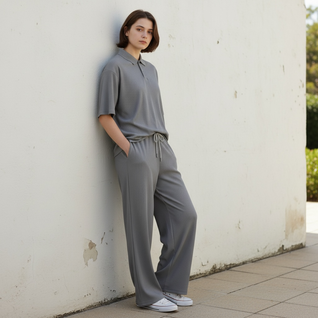 Jupiter Bmy Ltd Unisex V-Neck Polo & Jogger Pants Set – Lined Fabric – Regular Fit – Minimal Style