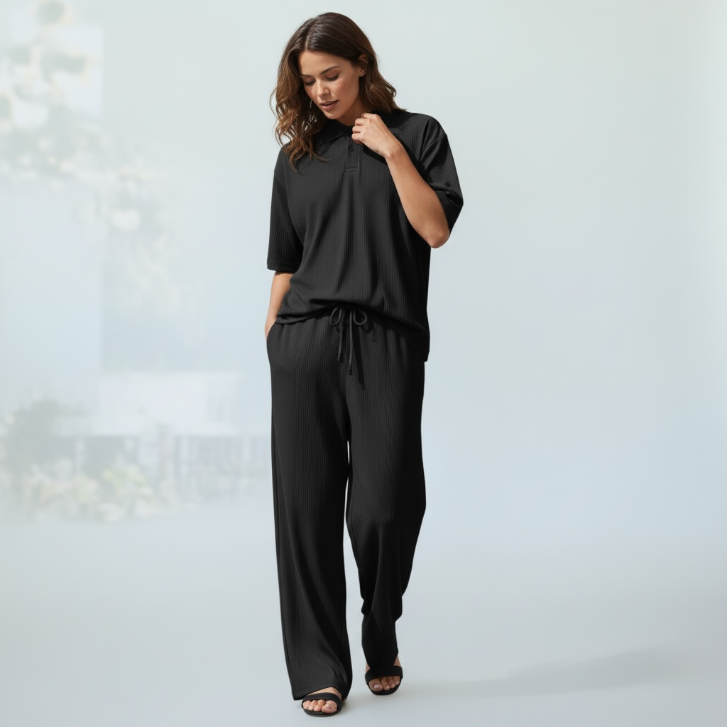 Jupiter Bmy Ltd Unisex V-Neck Polo & Jogger Pants Set – Lined Fabric – Regular Fit – Minimal Style