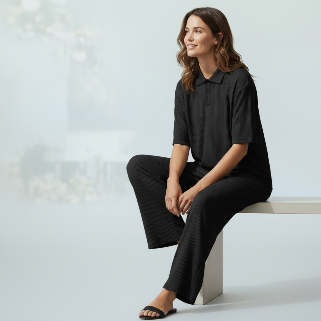 Jupiter Bmy Ltd Unisex V-Neck Polo & Jogger Pants Set – Lined Fabric – Regular Fit – Minimal Style