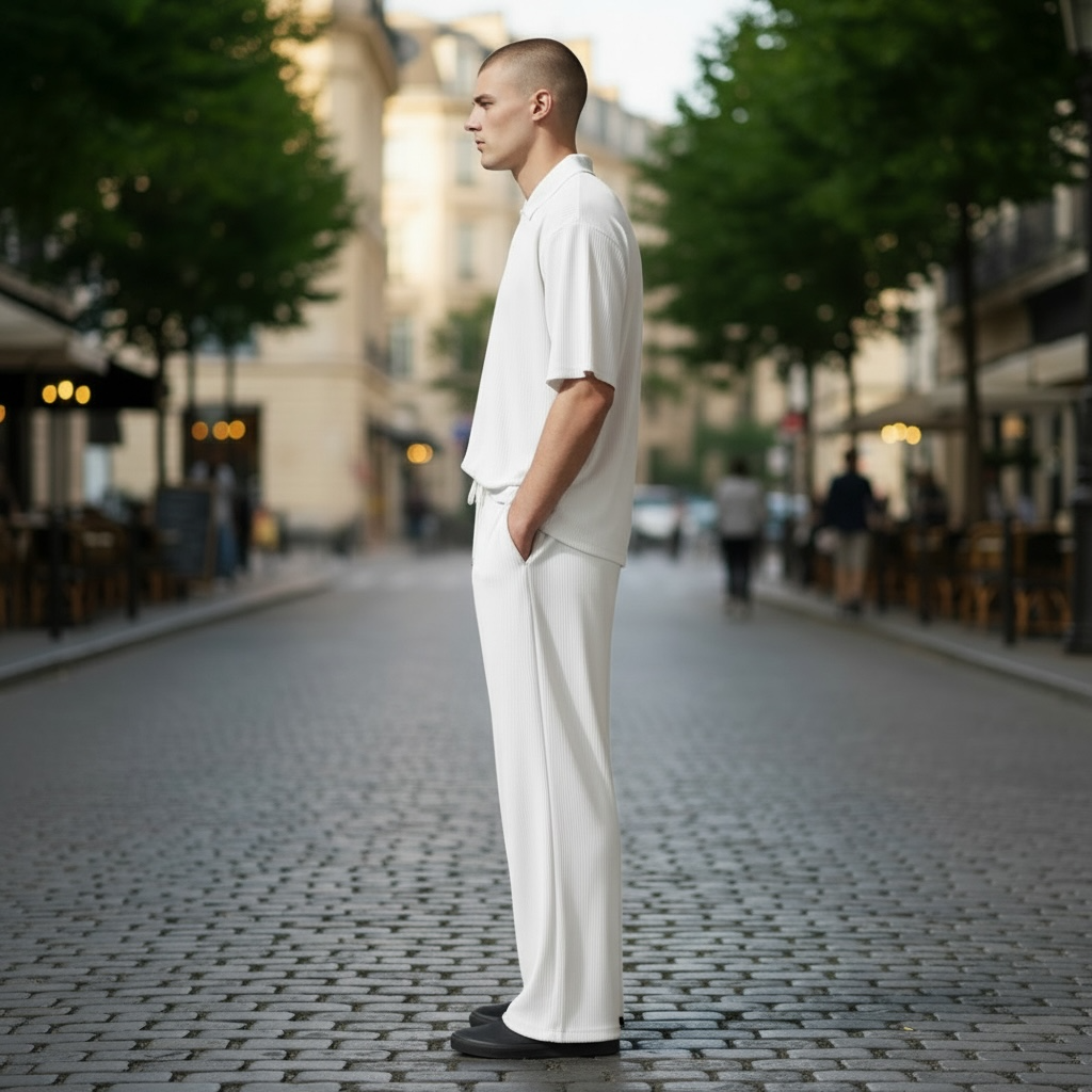 Jupiter Bmy Ltd Unisex V-Neck Polo & Jogger Pants Set – Lined Fabric – Regular Fit – Minimal Style