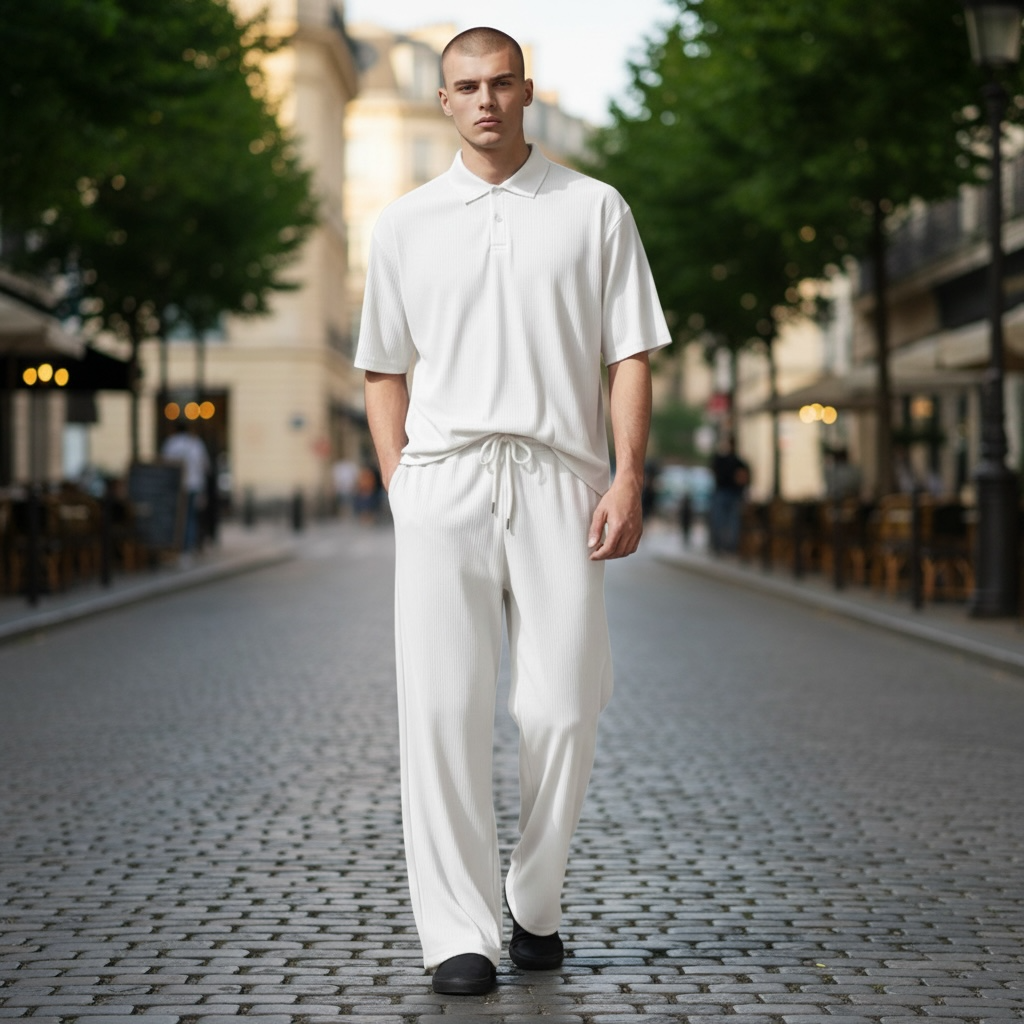 Jupiter Bmy Ltd Unisex V-Neck Polo & Jogger Pants Set – Lined Fabric – Regular Fit – Minimal Style