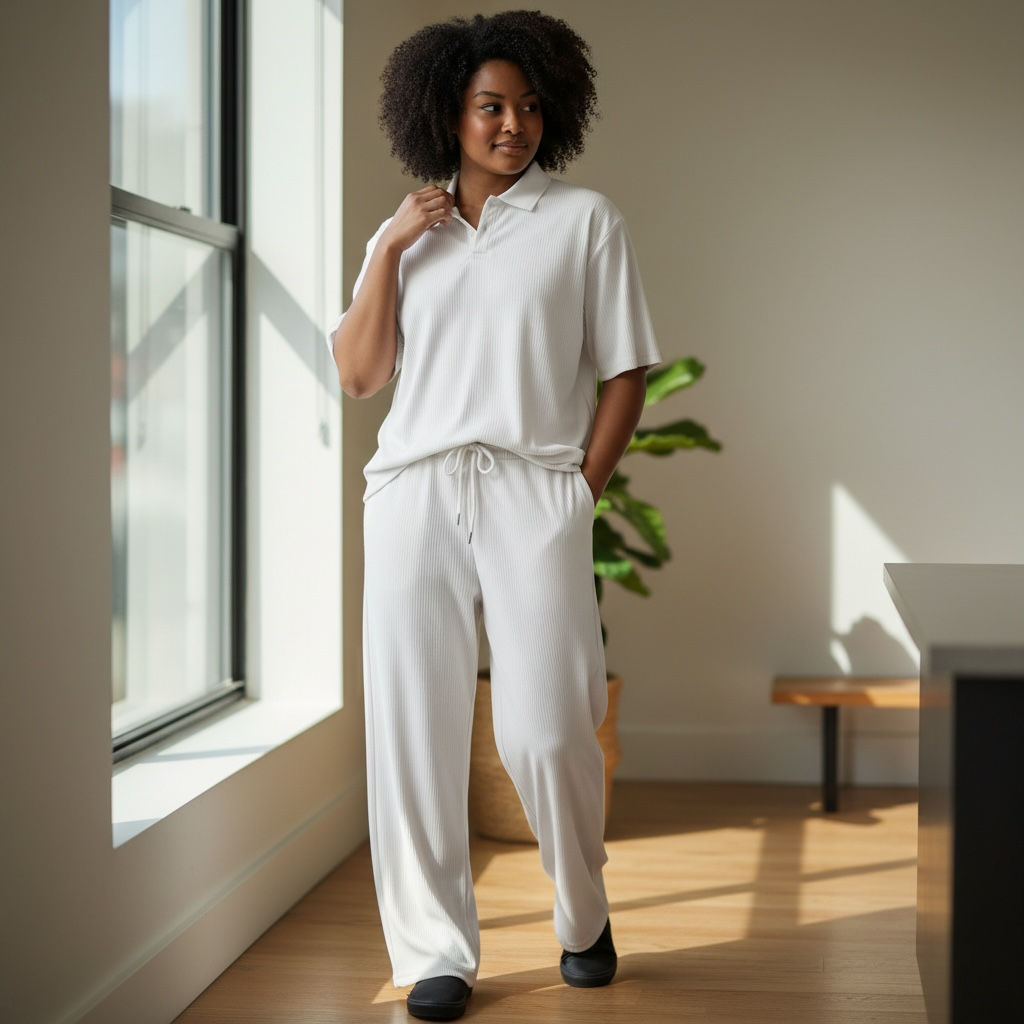 Jupiter Bmy Ltd Unisex V-Neck Polo & Jogger Pants Set – Lined Fabric – Regular Fit – Minimal Style