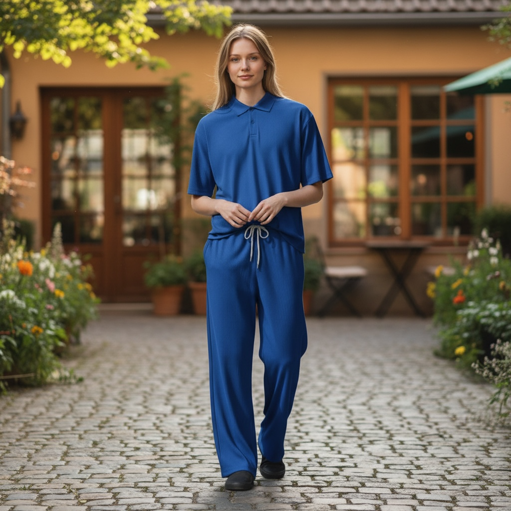 Jupiter Bmy Ltd Unisex V-Neck Polo & Jogger Pants Set – Lined Fabric – Regular Fit – Minimal Style