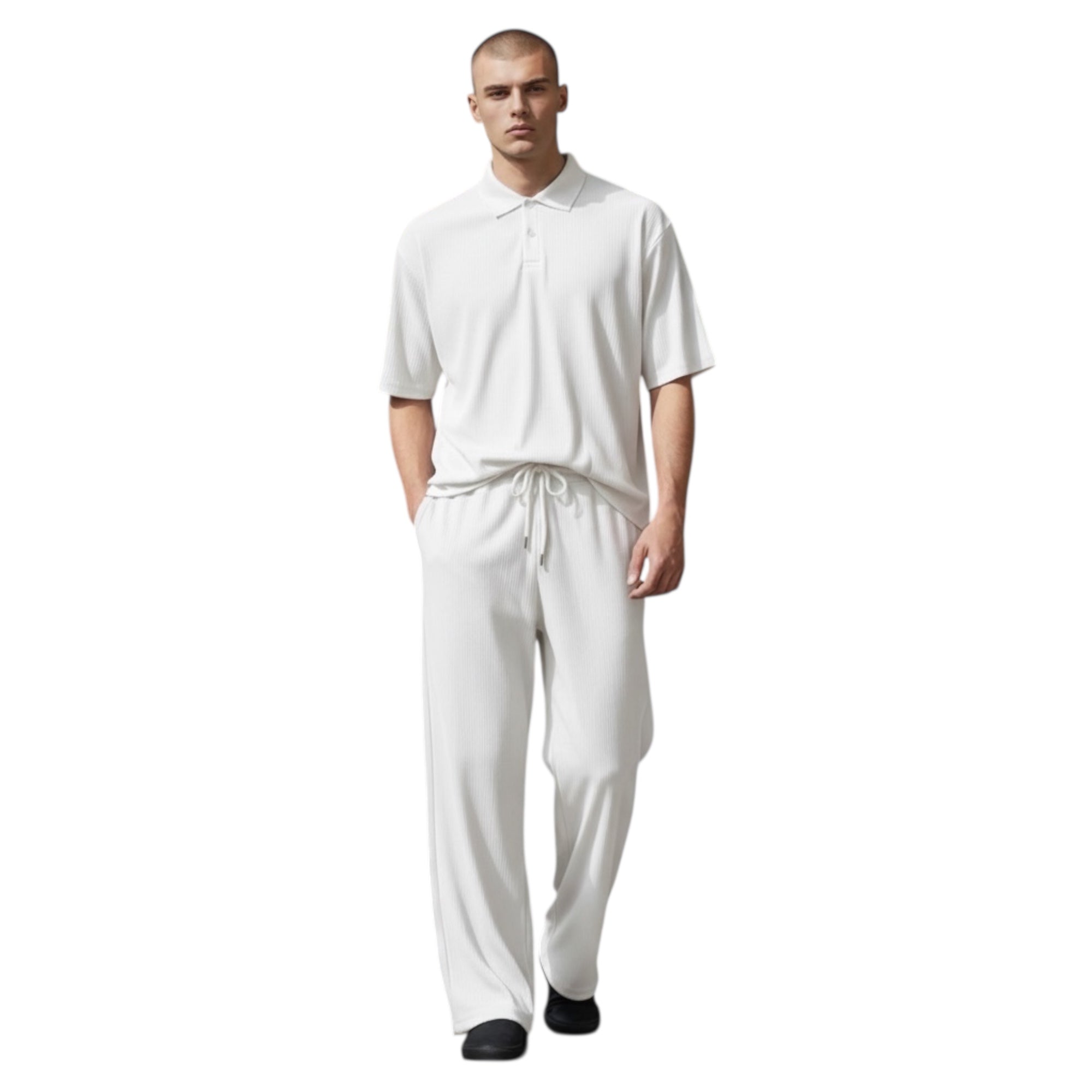 Jupiter Bmy Ltd Unisex V-Neck Polo & Jogger Pants Set – Lined Fabric – Regular Fit – Minimal Style