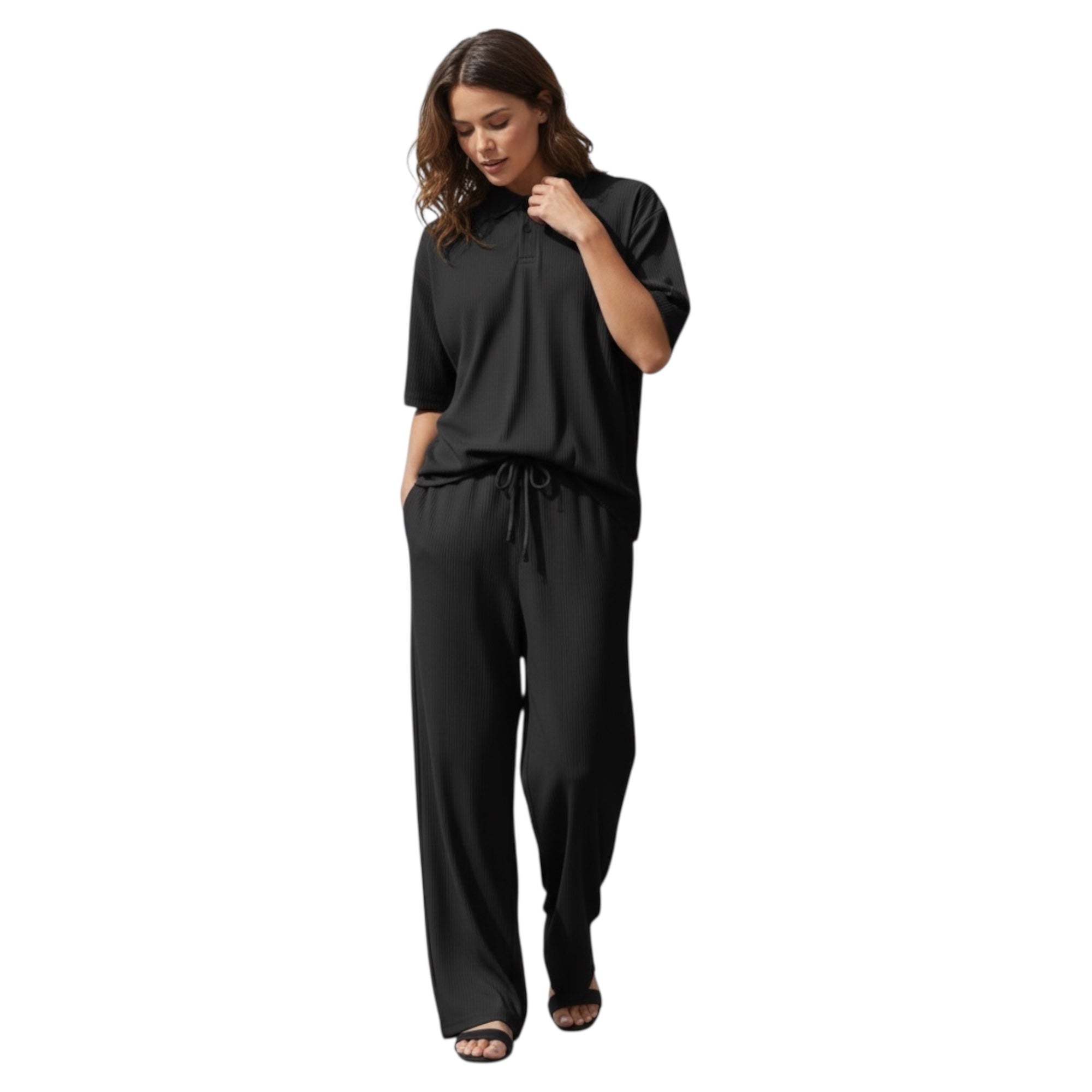 Jupiter Bmy Ltd Unisex V-Neck Polo & Jogger Pants Set – Lined Fabric – Regular Fit – Minimal Style