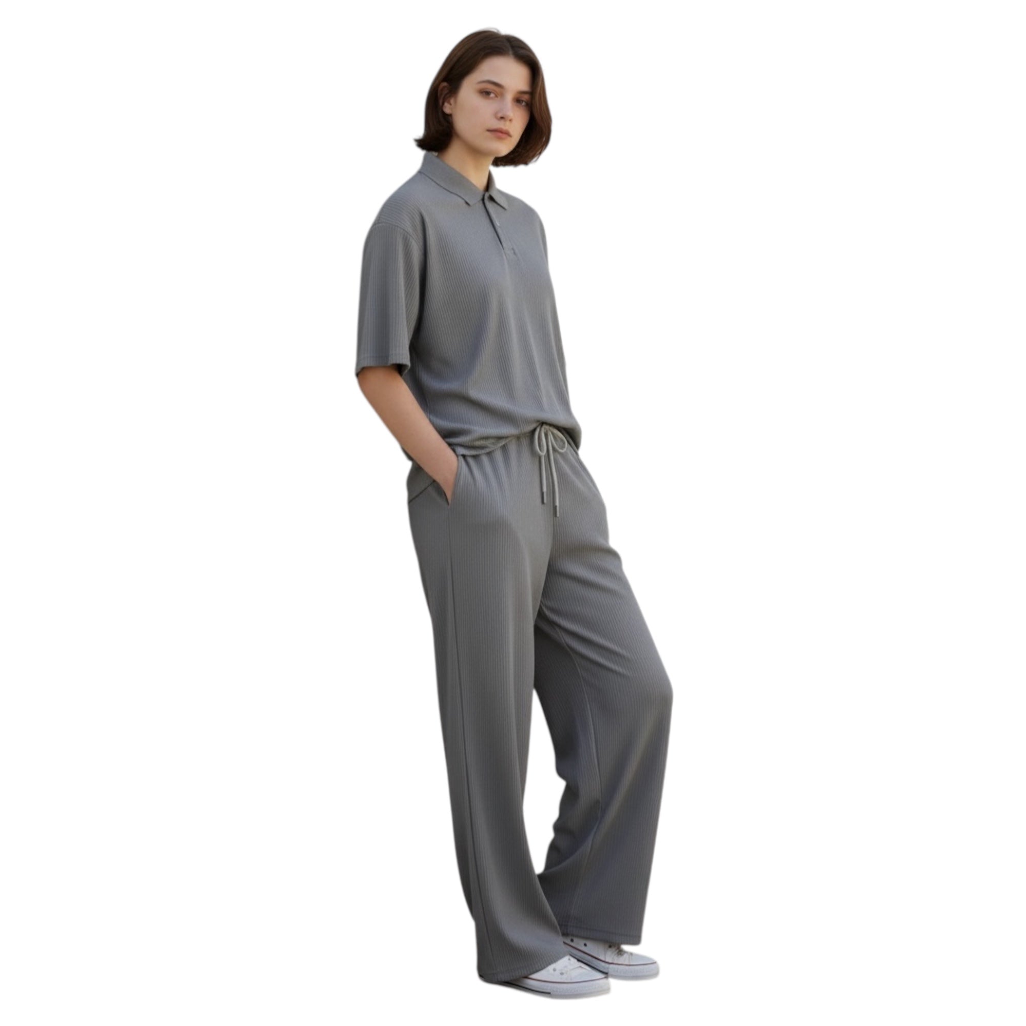 Jupiter Bmy Ltd Unisex V-Neck Polo & Jogger Pants Set – Lined Fabric – Regular Fit – Minimal Style