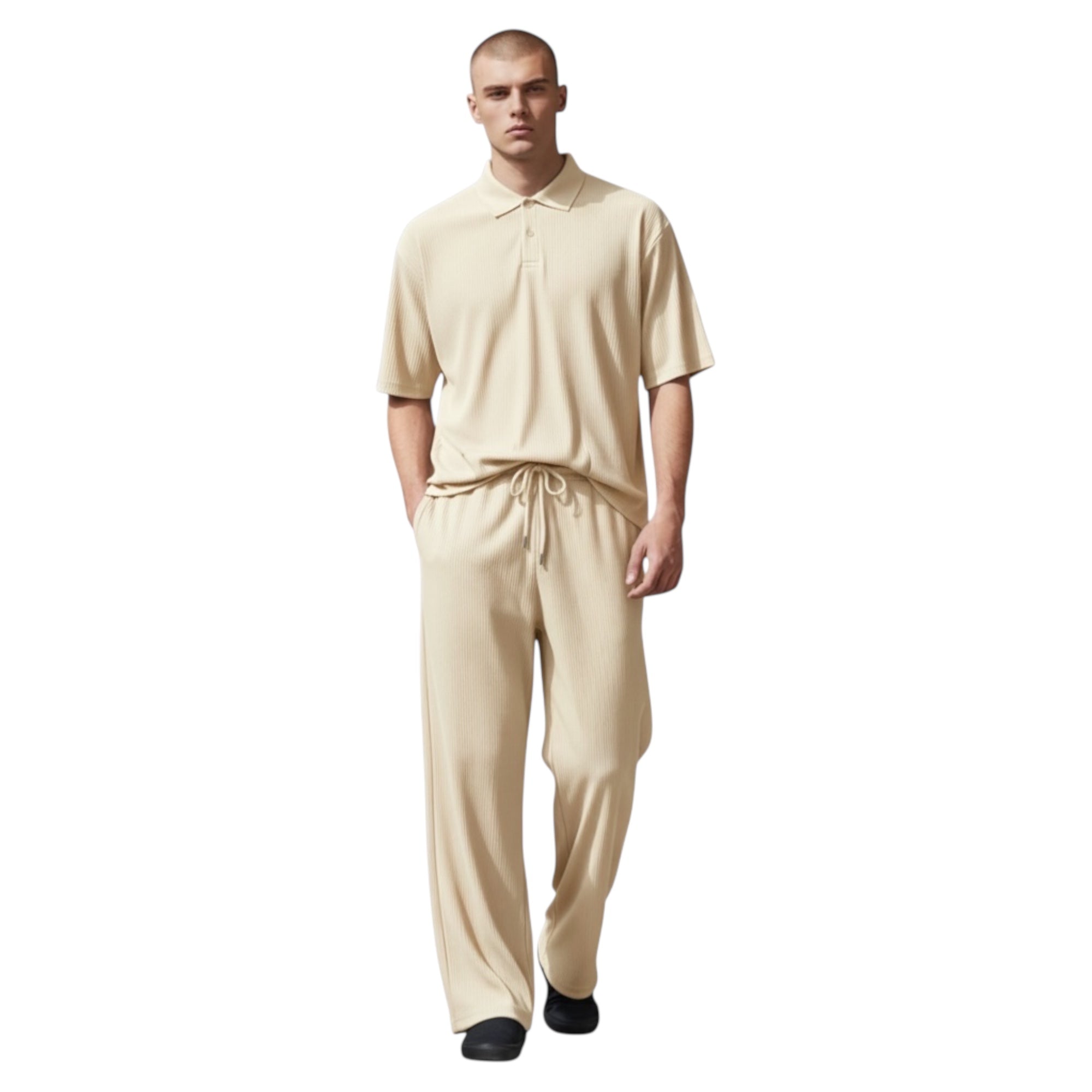 Jupiter Bmy Ltd Unisex V-Neck Polo & Jogger Pants Set – Lined Fabric – Regular Fit – Minimal Style