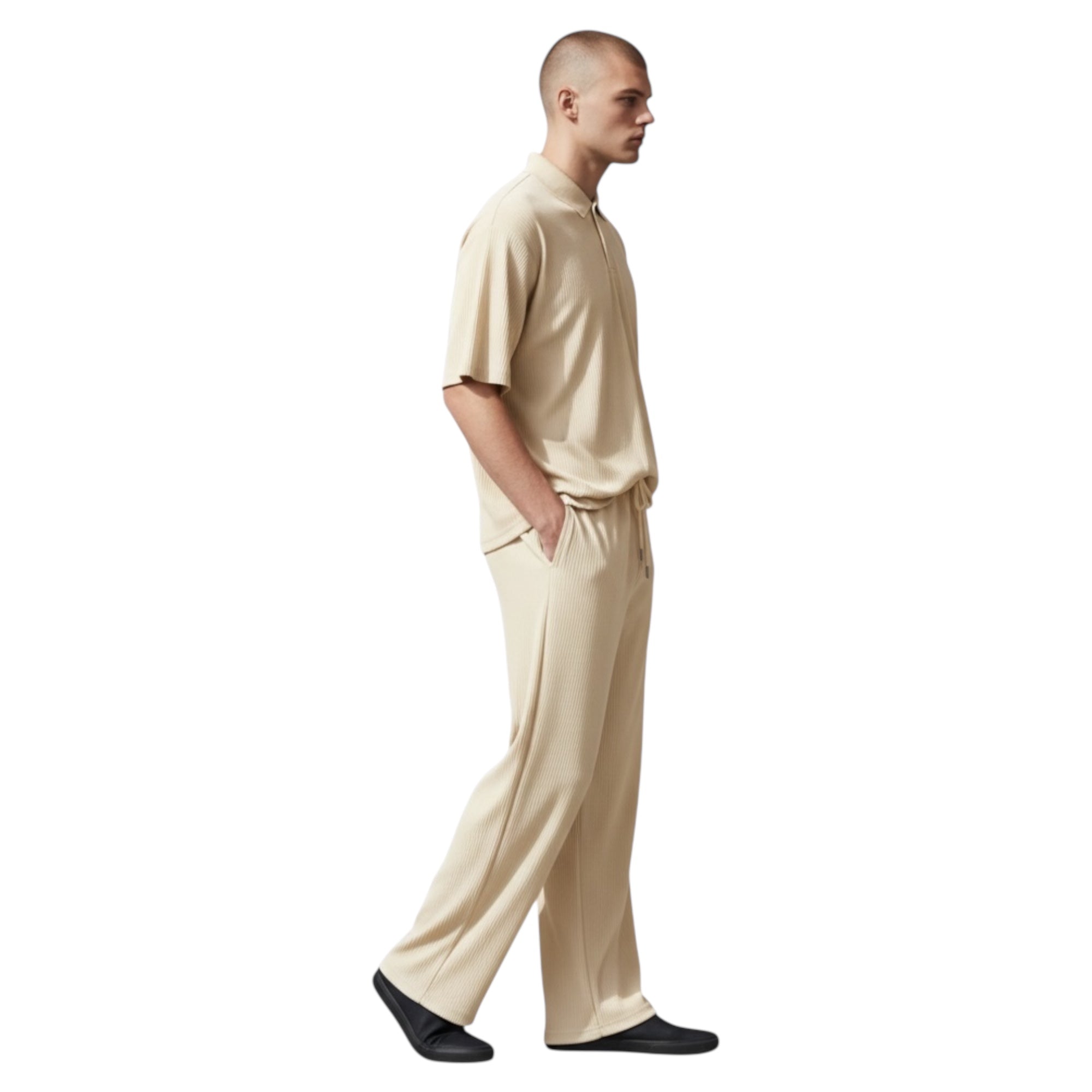 Jupiter Bmy Ltd Unisex V-Neck Polo & Jogger Pants Set – Lined Fabric – Regular Fit – Minimal Style