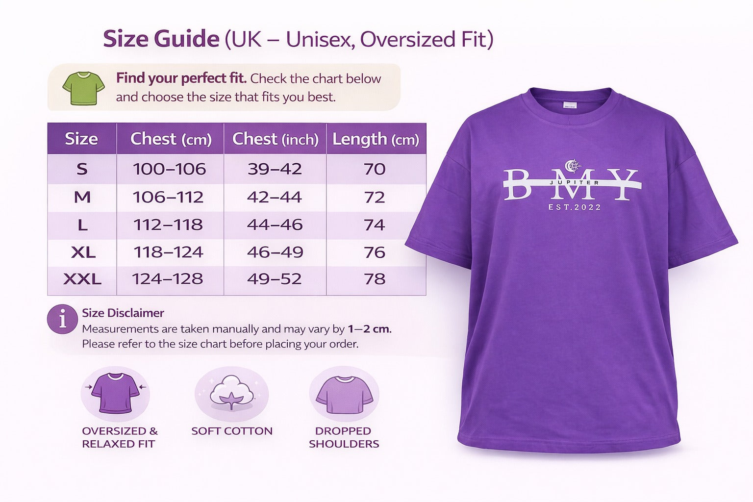 Jupiter Bmy Ltd Unisex Oversized Cotton T-Shirt – Printed Casual Essential