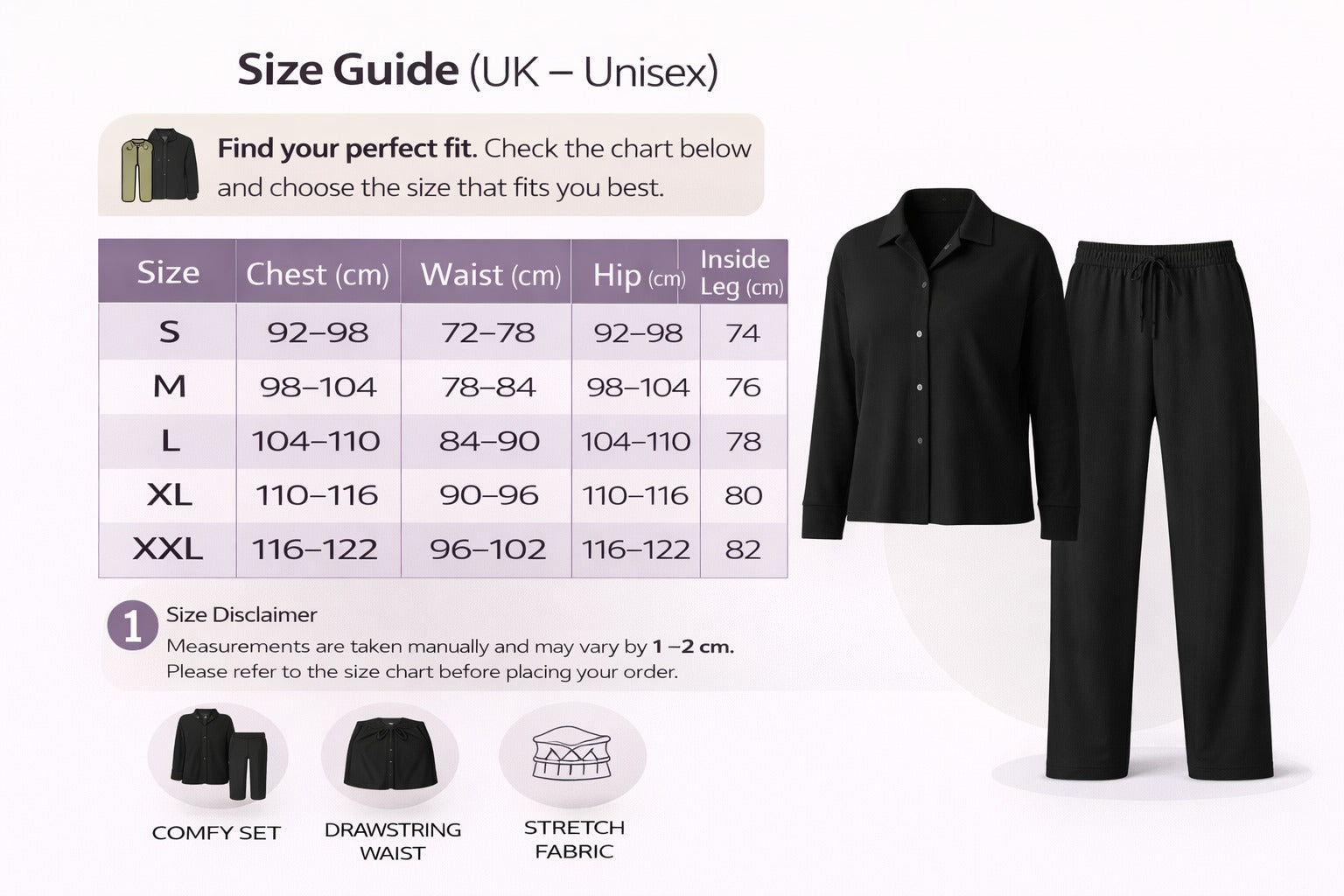 Jupiter Bmy Ltd Unisex Button-Down Top and Pants Set – Soft and lightweight textured, flexible for home and outdoor wear.